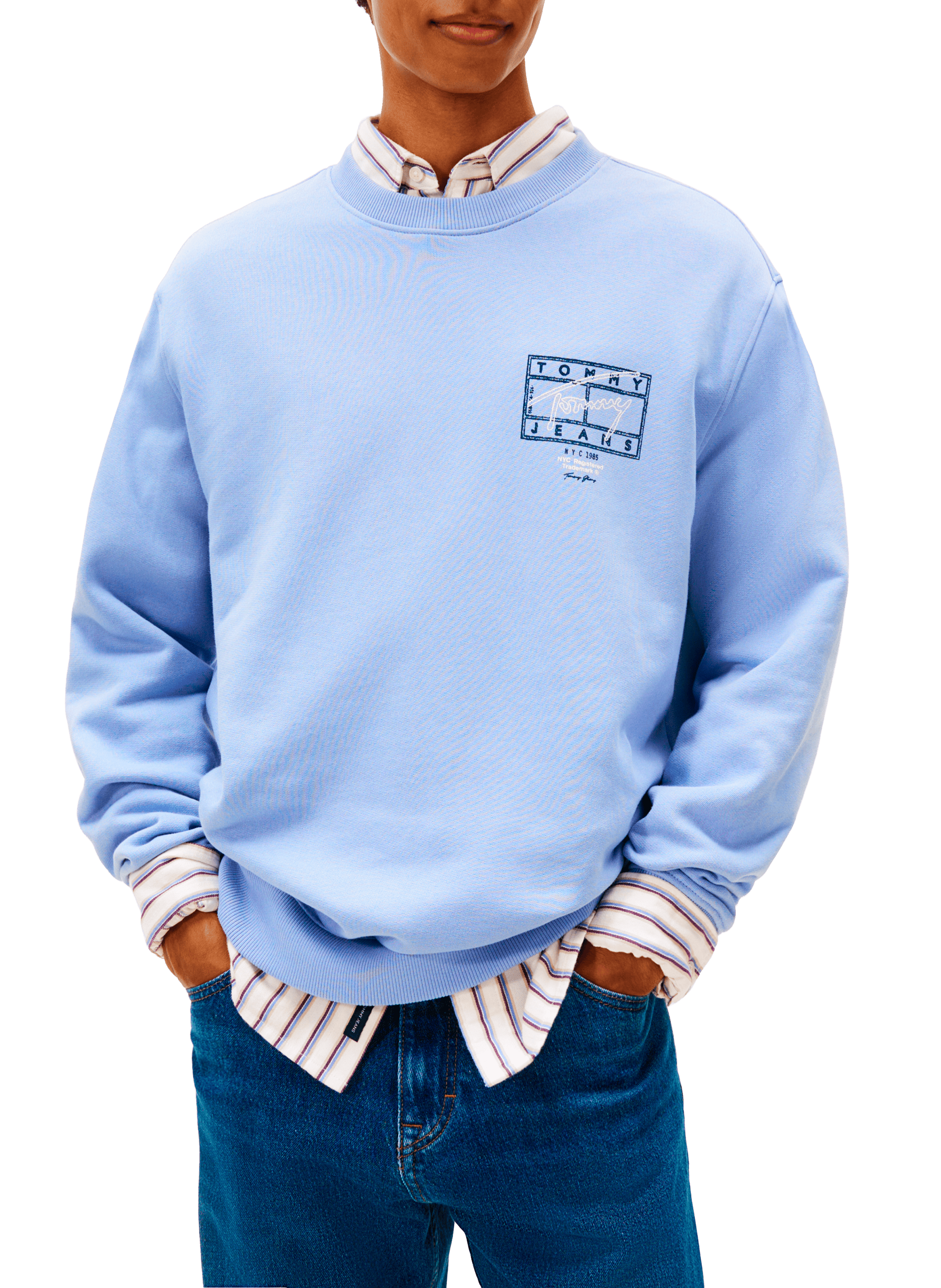 Round neck sweatshirt with patterns TOMMY HILFIGER Blue