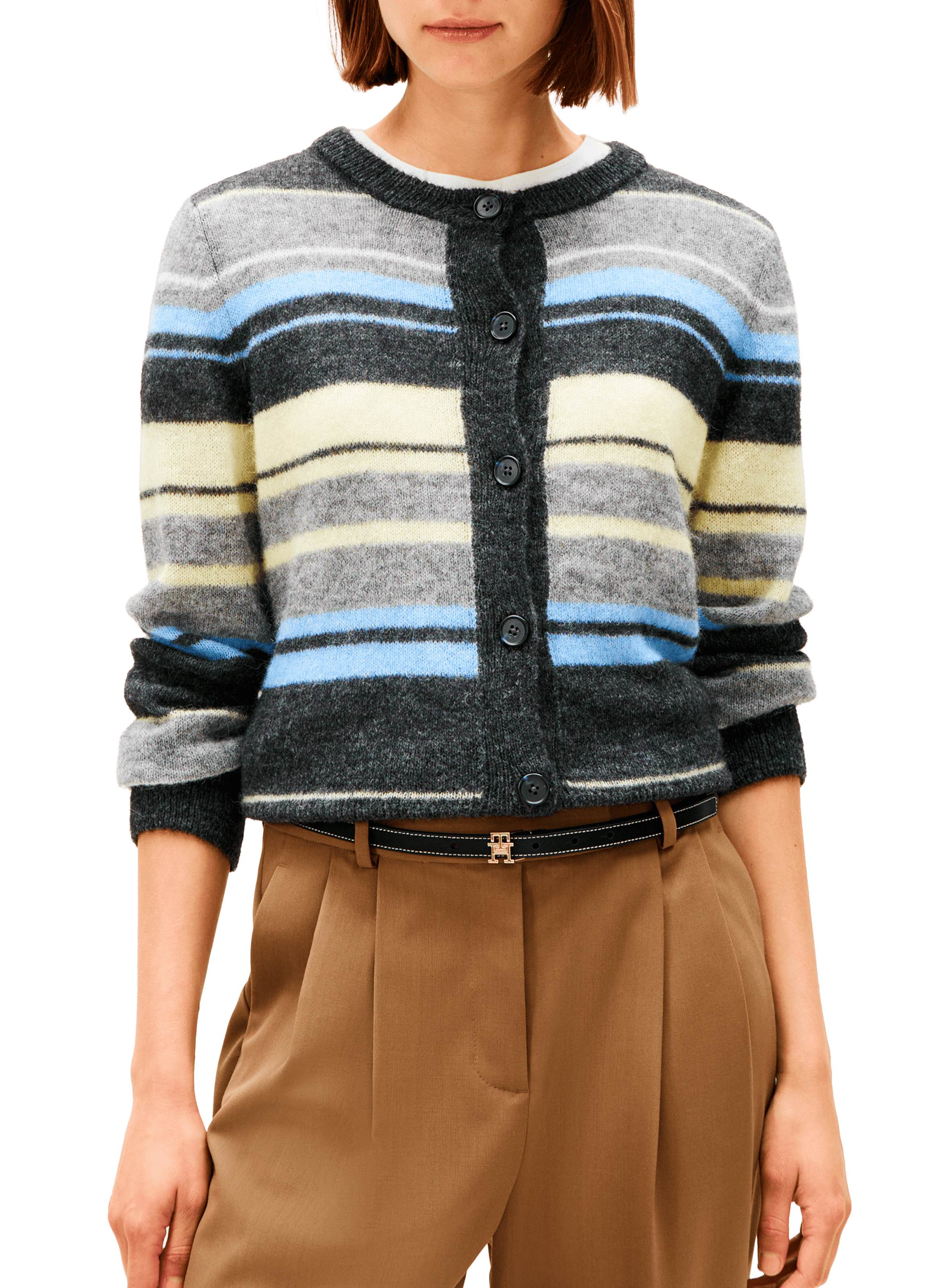 Cardigan droit rayé en alpaga mélangé TOMMY HILFIGER Multicolore