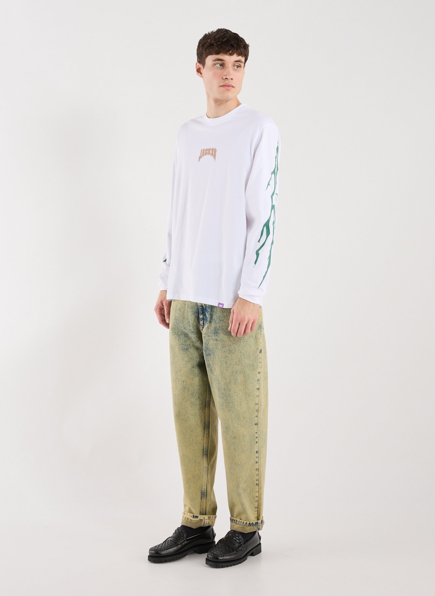 Jean droit délavé en coton JACKER. Bleu