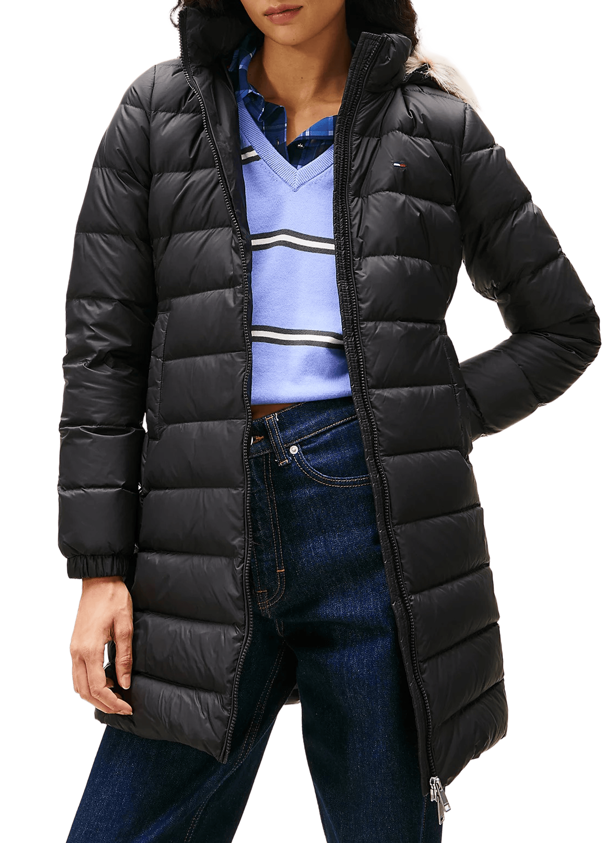 TOMMY HILFIGER Fitted Hooded Puffer Jacket Black