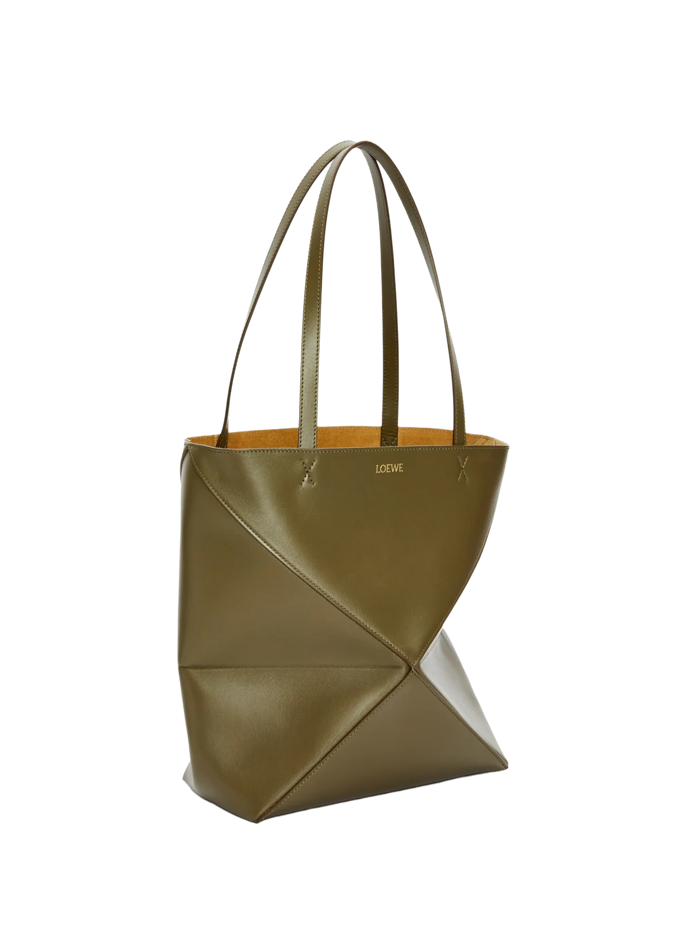 Medium Puzzle Fold leather tote in shiny calfskin LOEWE Khaki