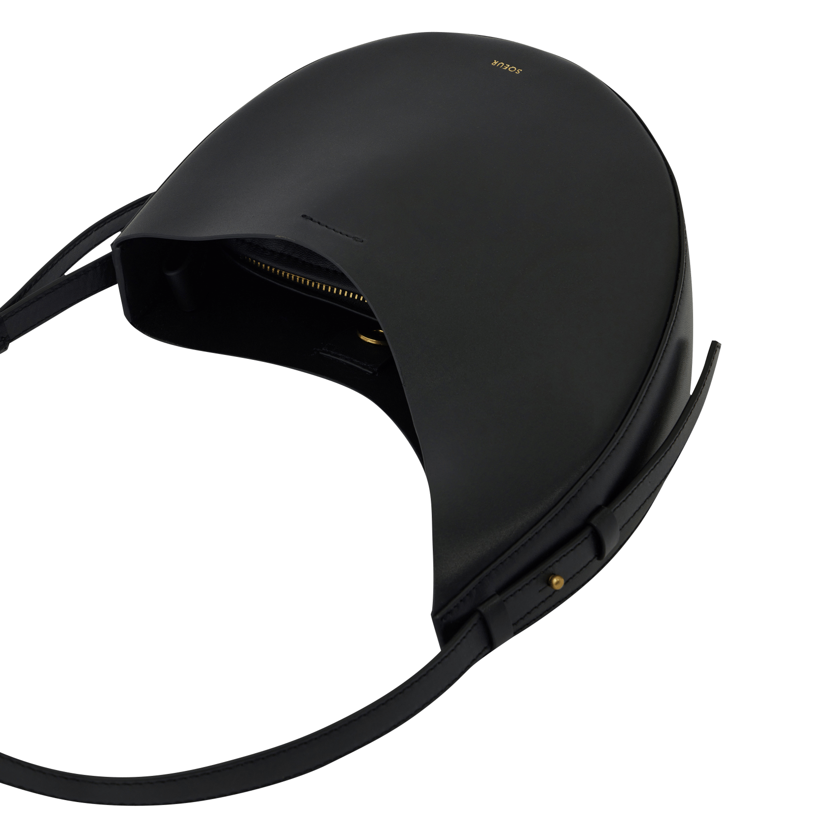 Sac porté épaule en cuir lisse wino SOEUR Noir