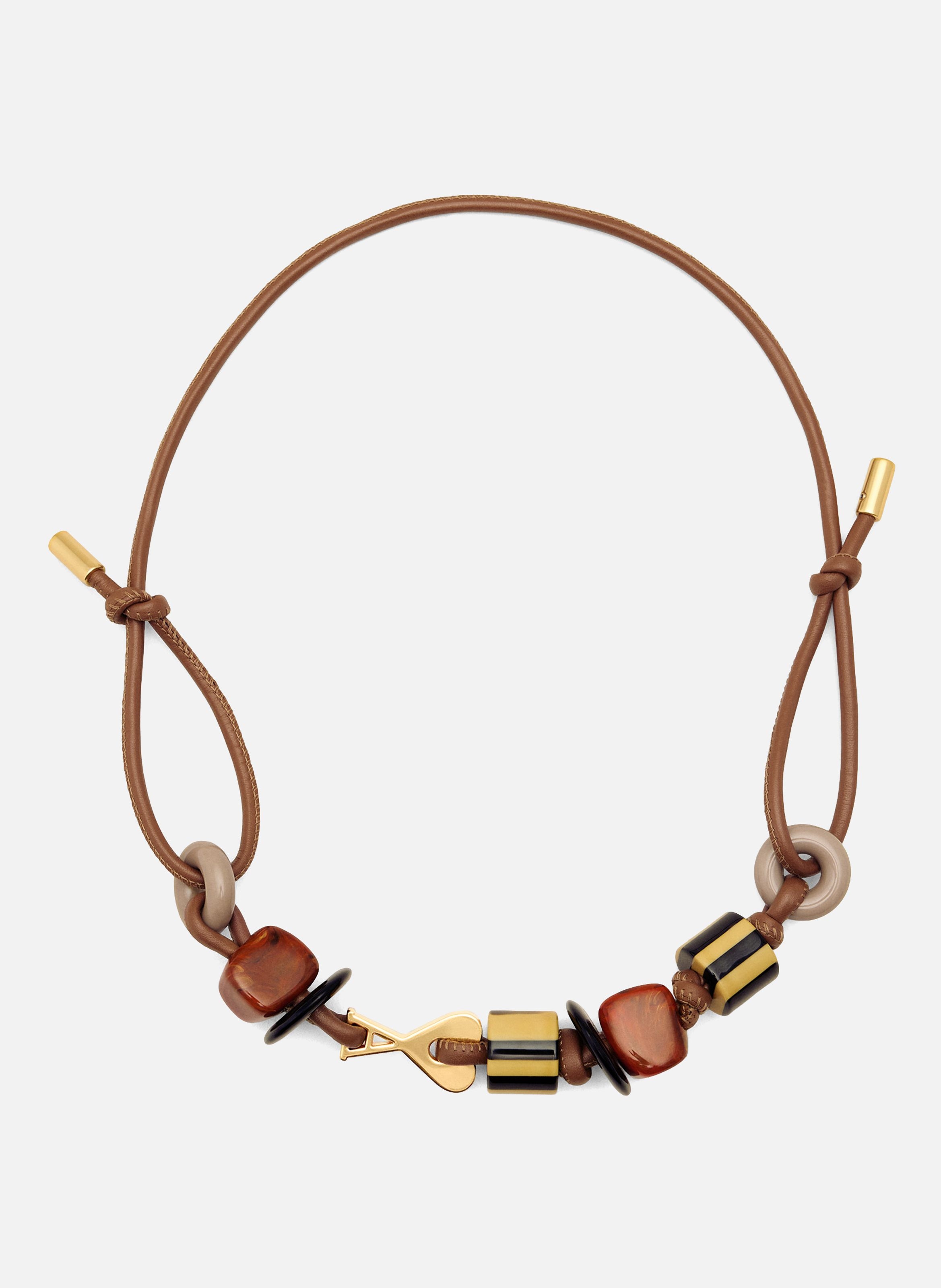 Collier perles ami de coeur unisexe en cuir AMI PARIS Multicolore