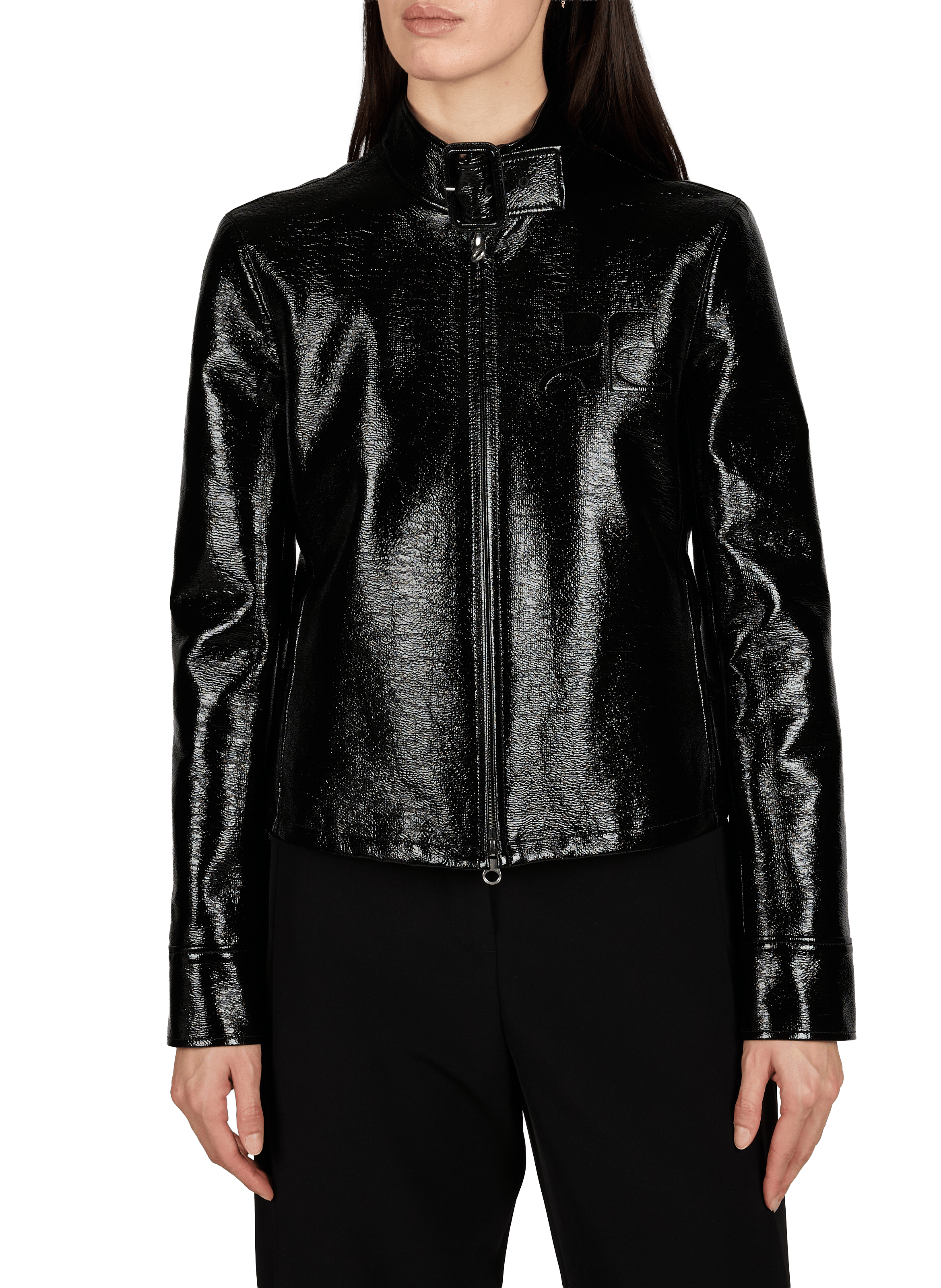 Shiny cotton blend jacket COURRÈGES Black
