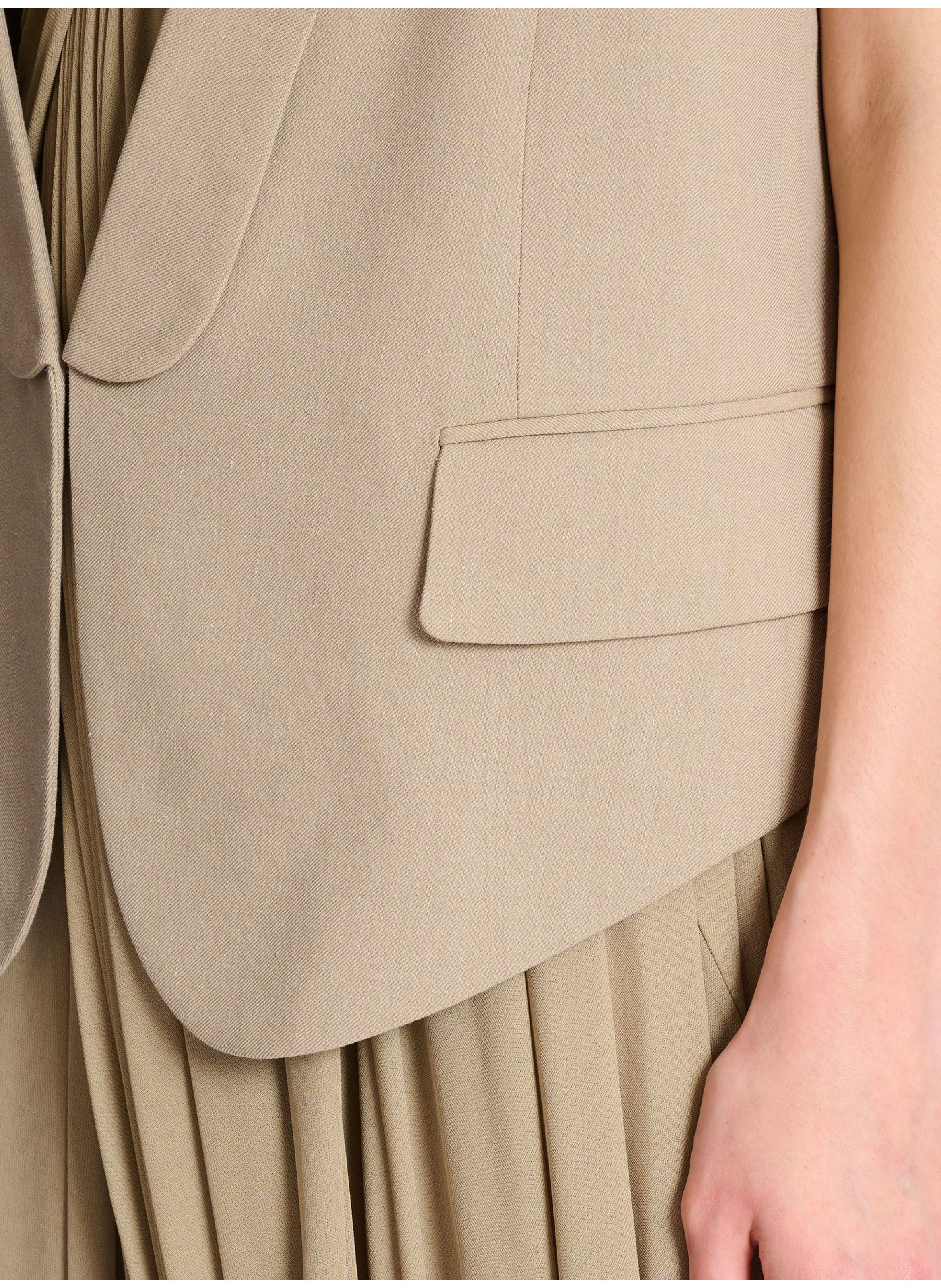 Veston asymétrique en gabardine de coton BALMAIN Beige