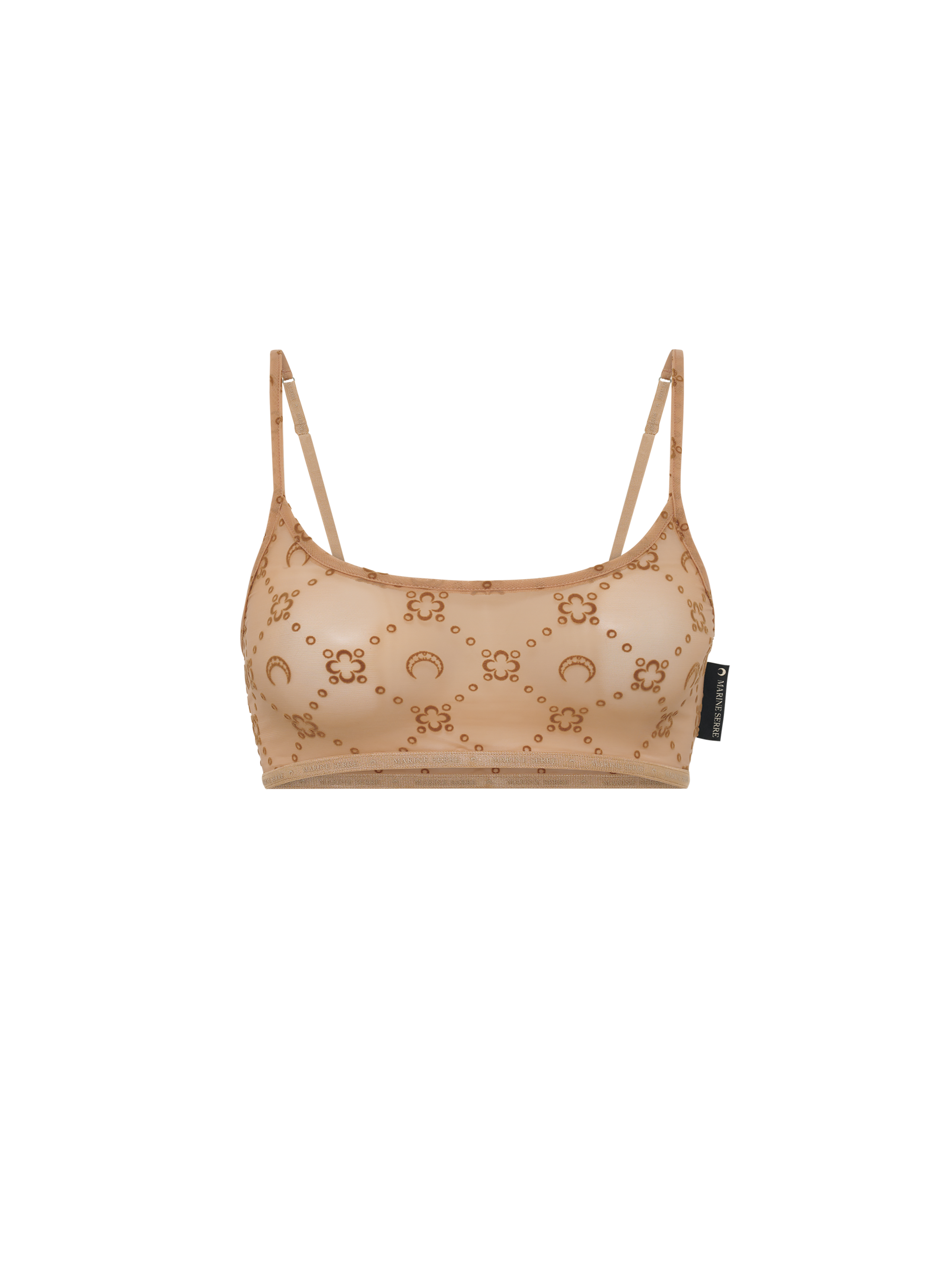 Bralette moonogram en mesh flocké MARINE SERRE Beige