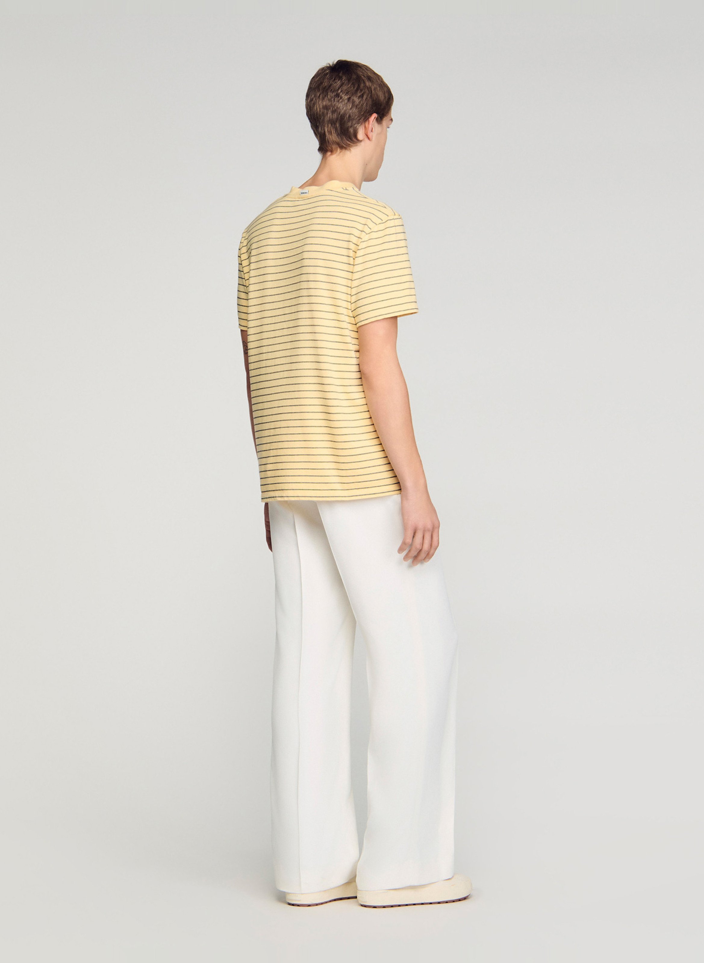 Tee-shirt col rond à rayures SANDRO Jaune