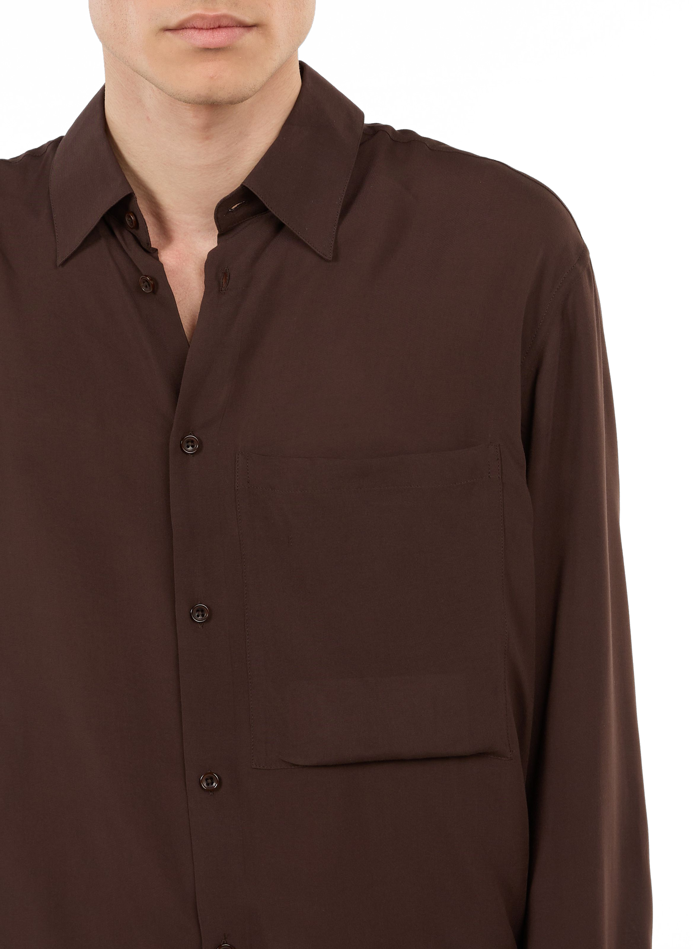 Fluid satin cotton shirt SAISON 1865 Brown
