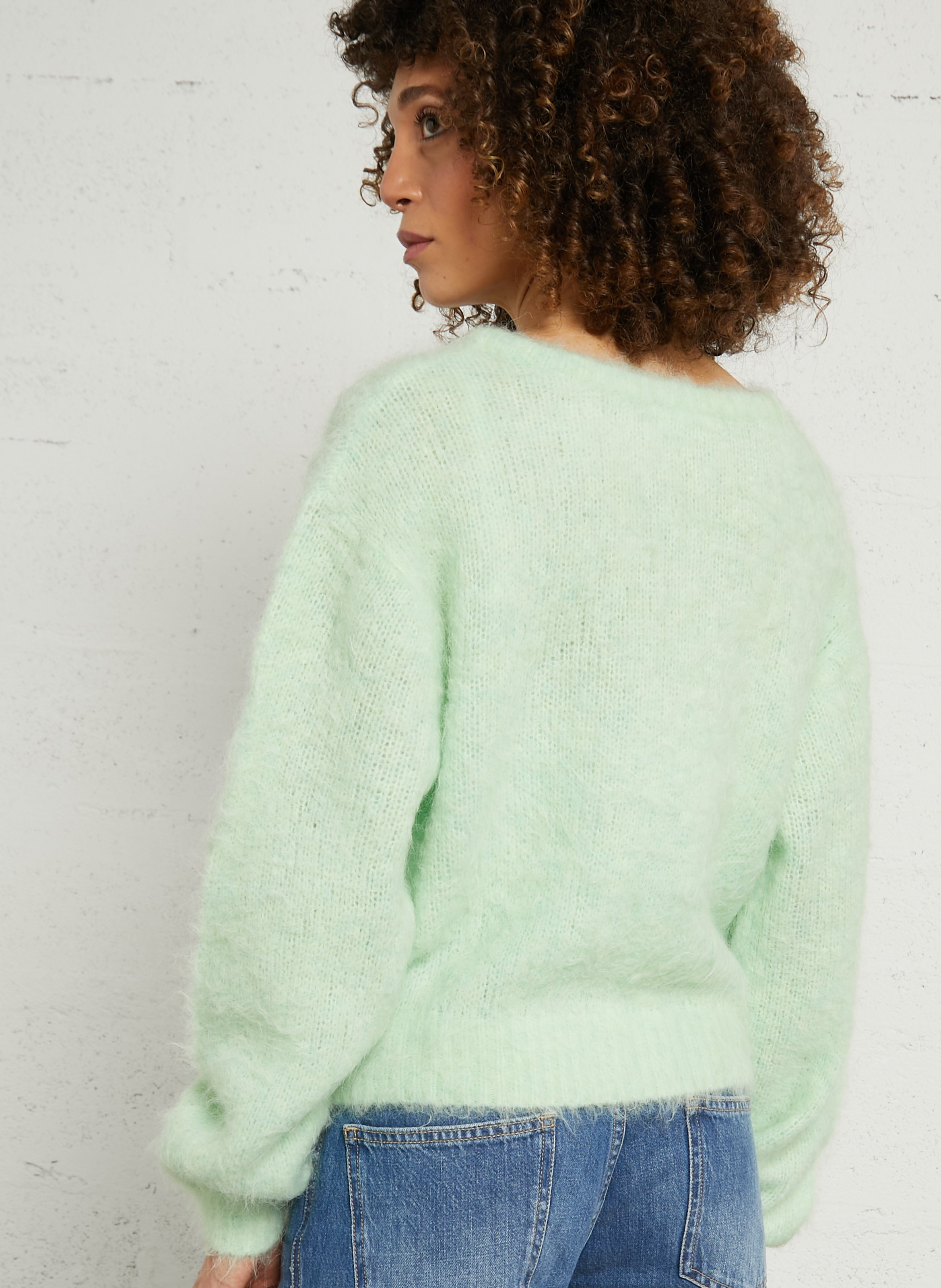 Pull oversize col rond en laine mélangée niby AMERICAN VINTAGE Vert