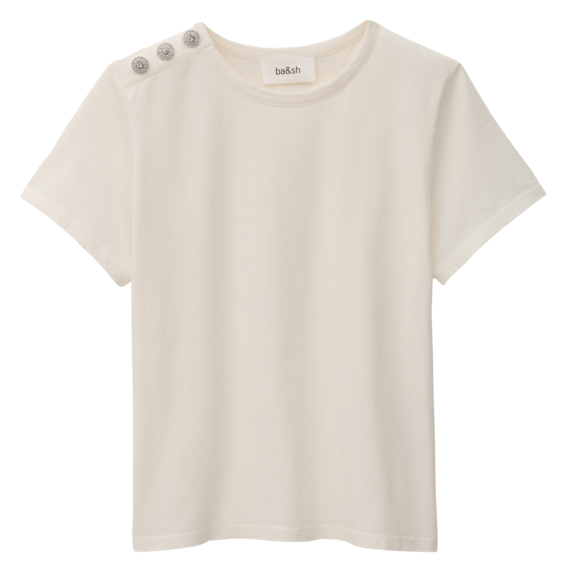 Tee-shirt col rond en coton elmer BA&SH Beige