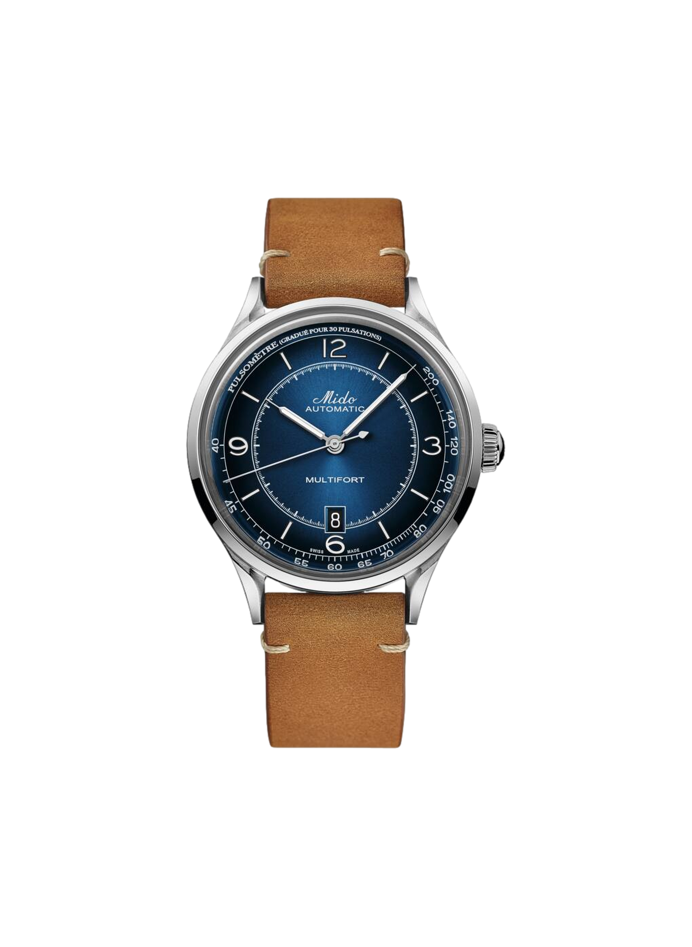 Montre Multifort Patrimony en acier inoxydable MIDO Bleu