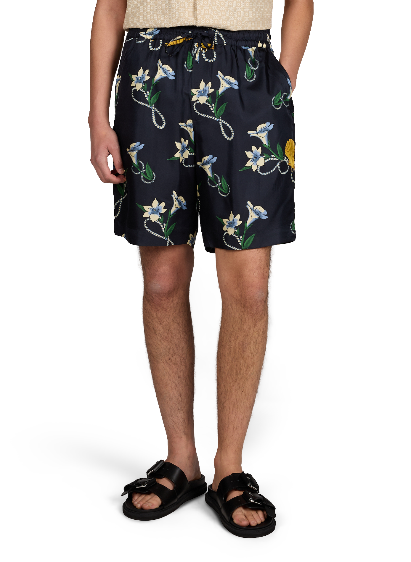 Short à fleurs en soie DROLE DE MONSIEUR Bleu