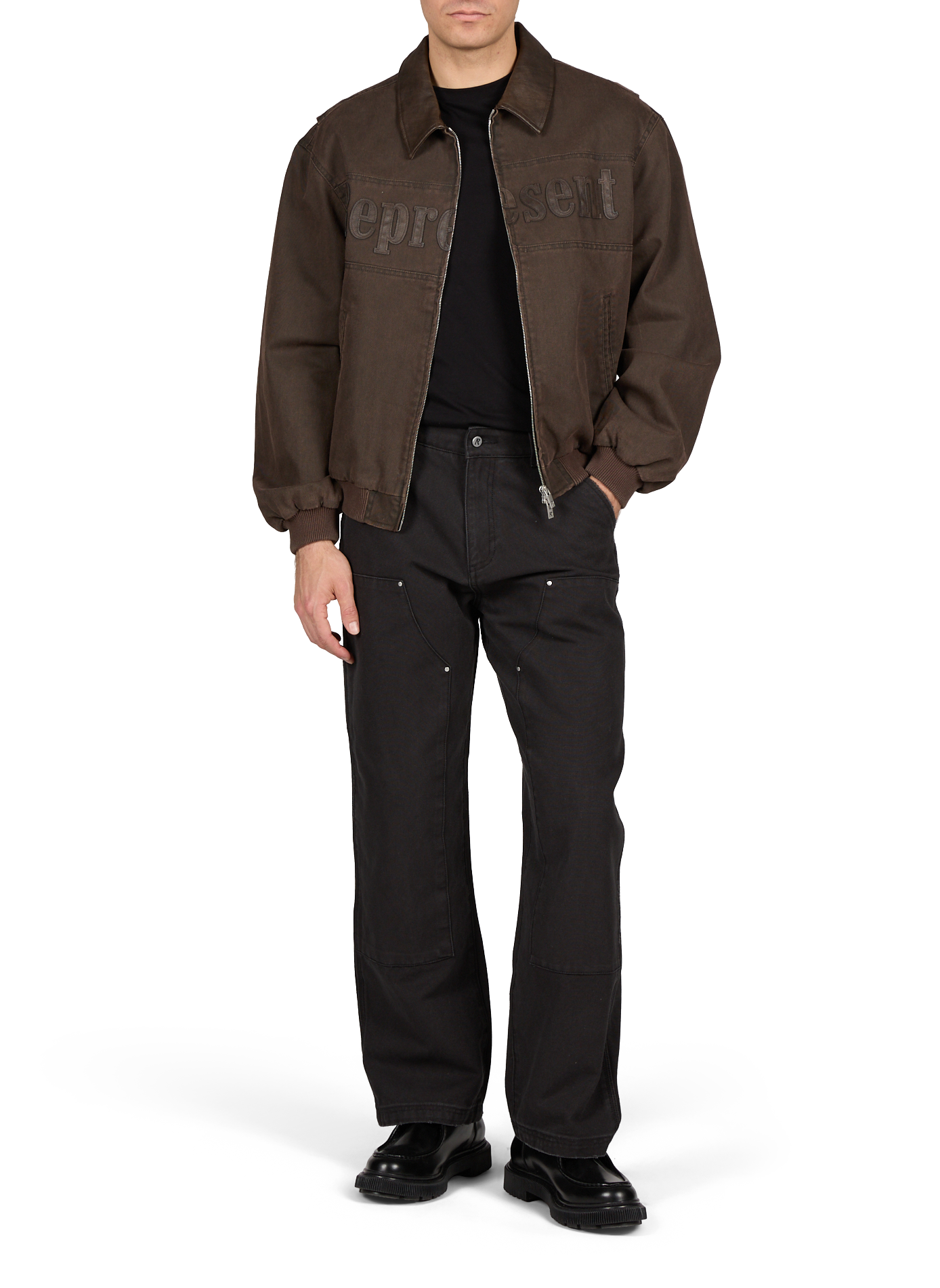 Jacket with classic cotton collar REPRESENT Brown