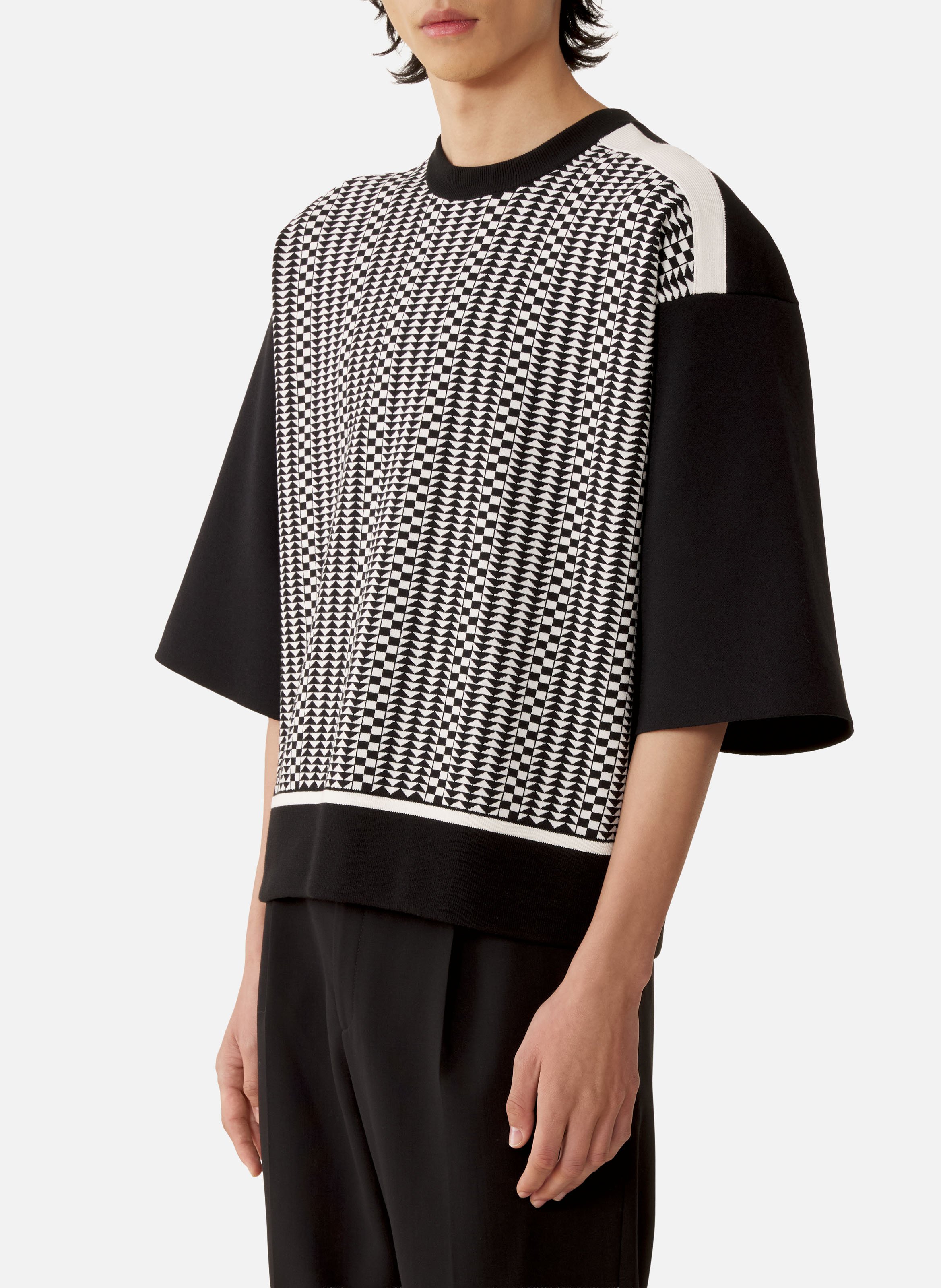 T-shirt ample en jacquard de soie et coton LANVIN Gris