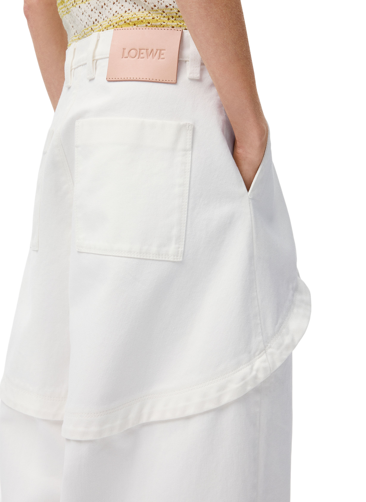 Asymmetric cotton denim pants LOEWE White