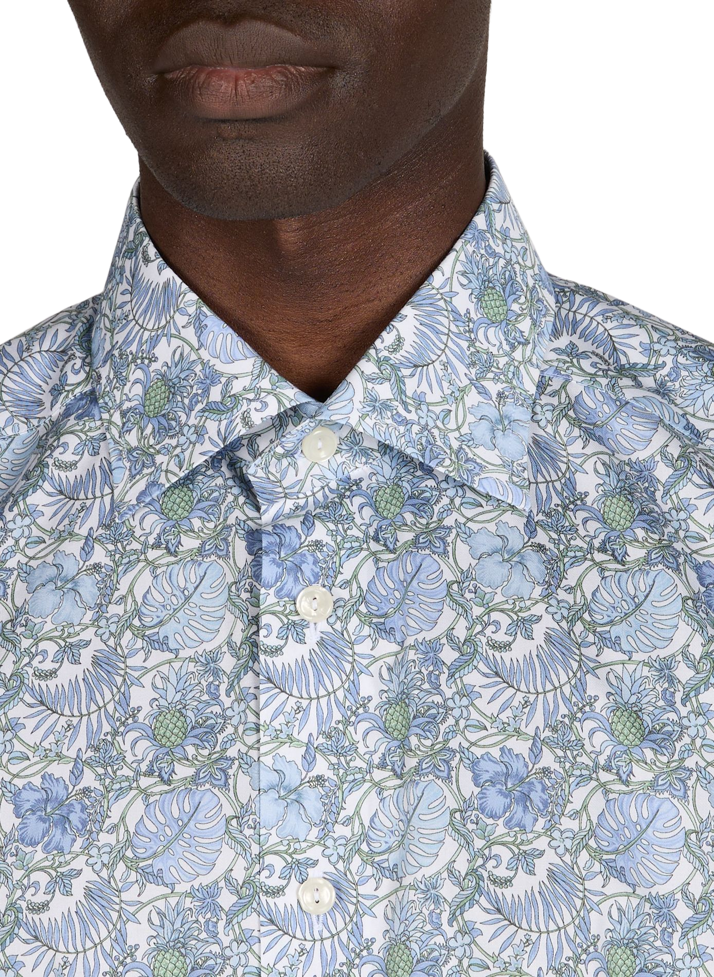 Chemise slim imprimée en coton ETON Vert