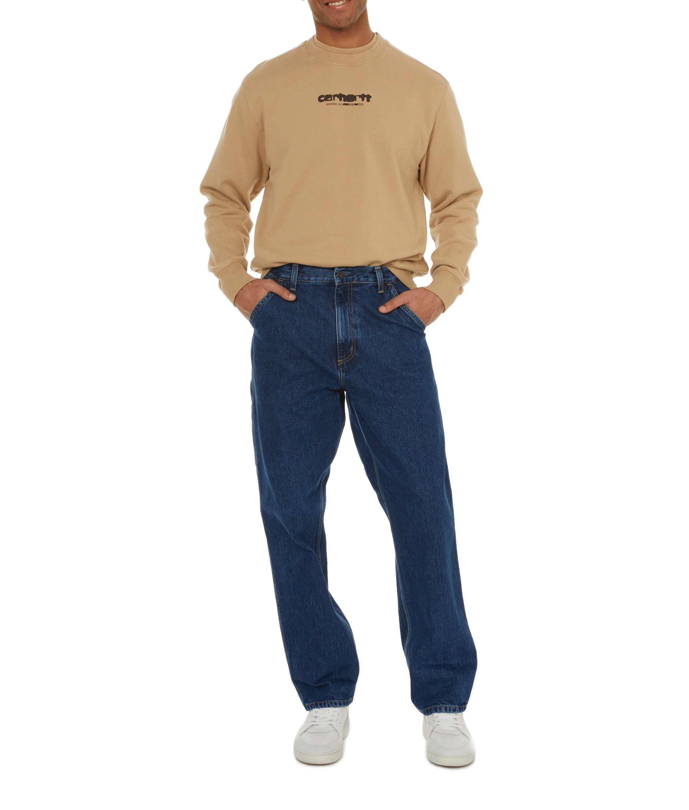 Jean droit en coton CARHARTT WIP Bleu