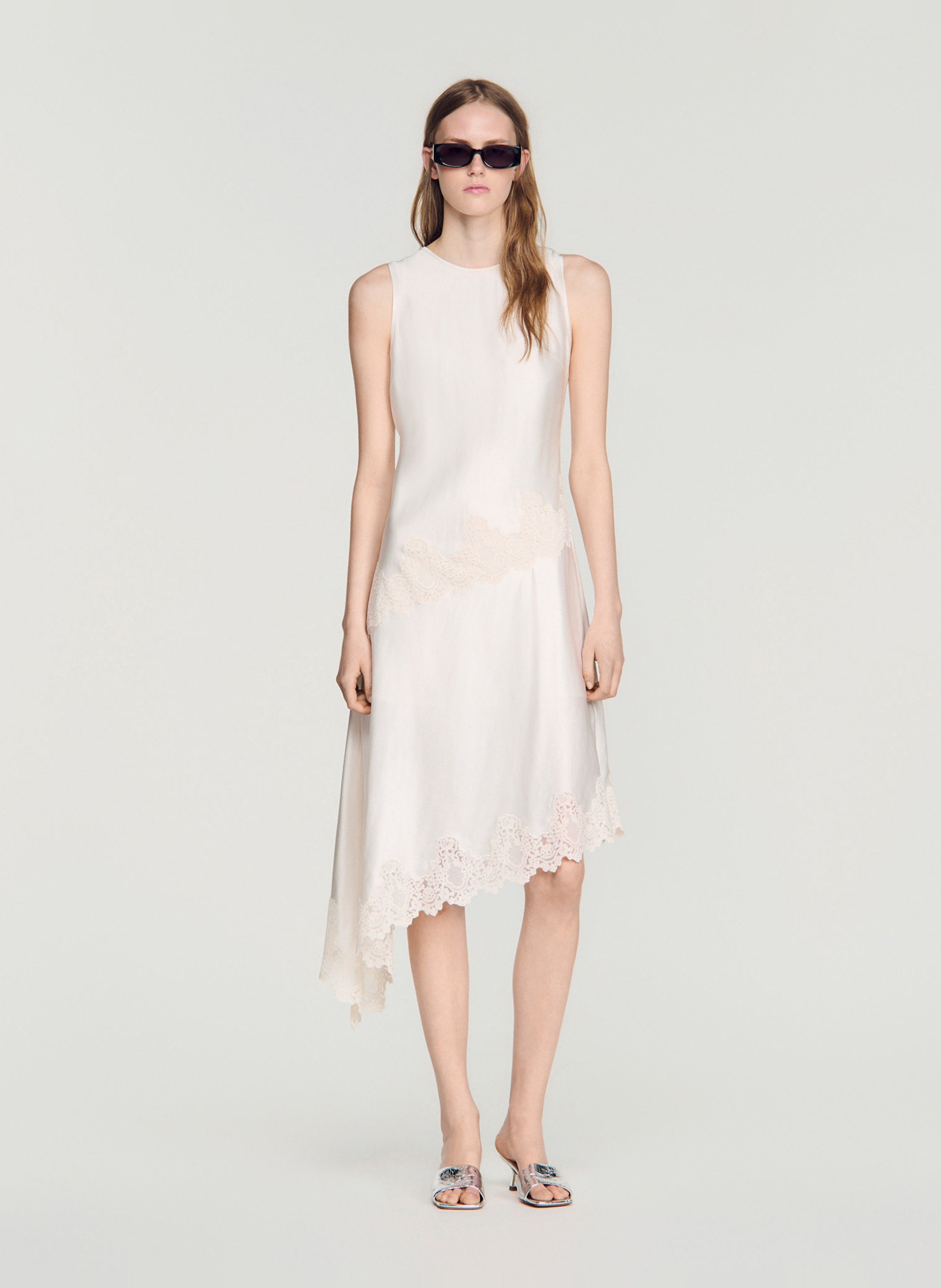 Robe midi asymétrique SANDRO Beige