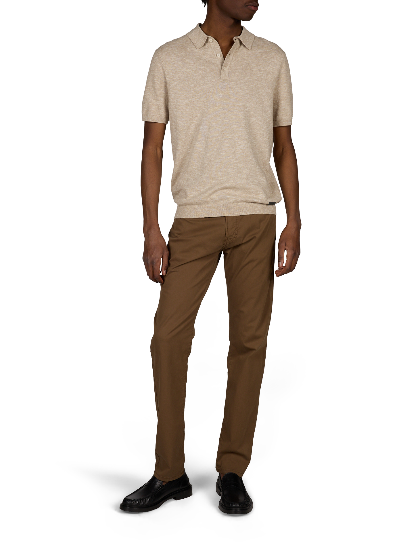 Pantalon Tapered fit en coton PIERRE CARDIN Marron