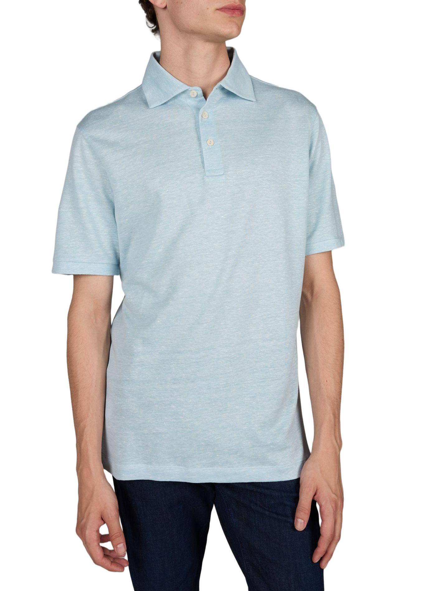 Polo manches courtes en lin mélangé ETON Bleu