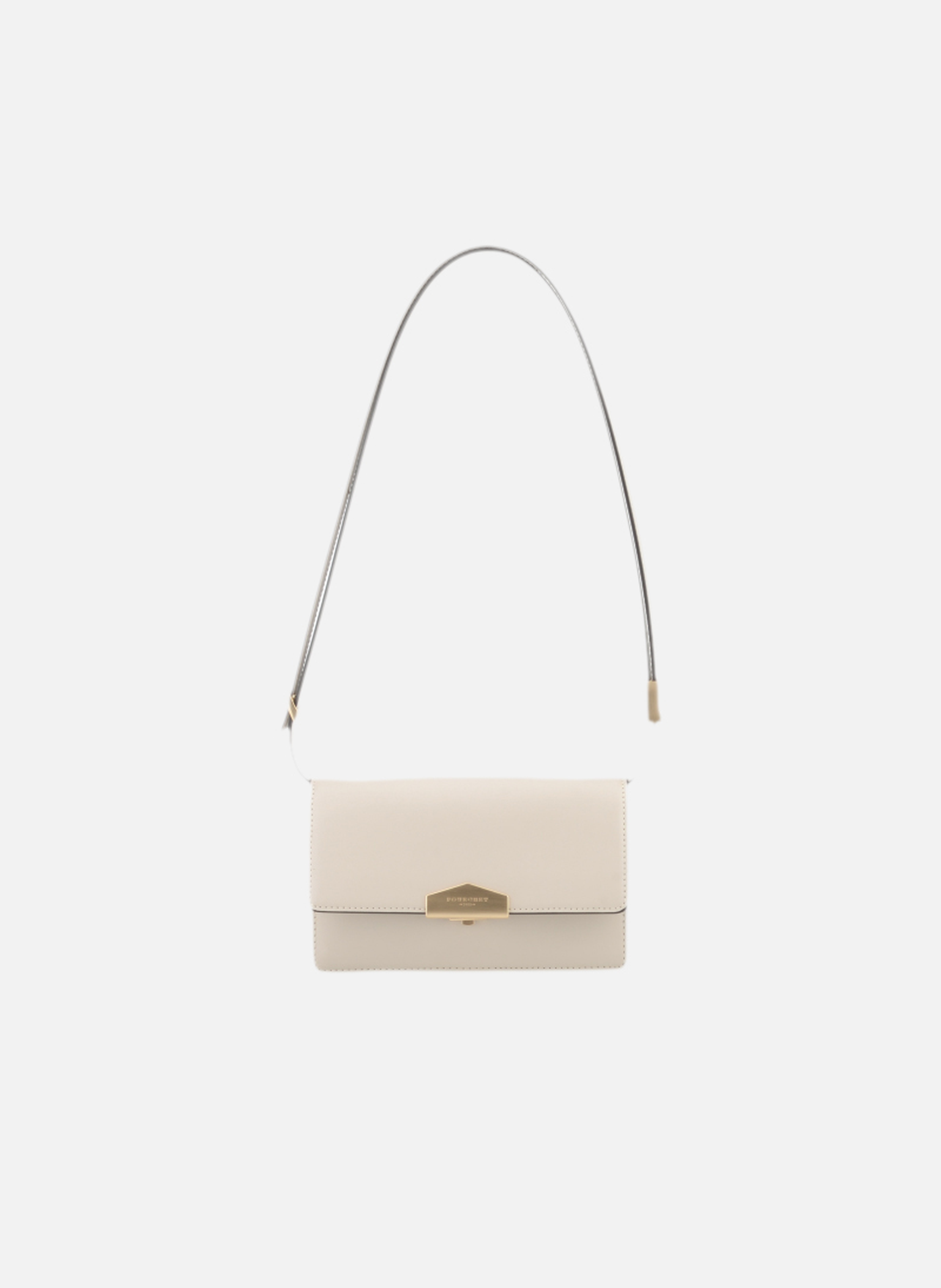 Anjou | sac porté épaule pm en cuir lisse  Ecru