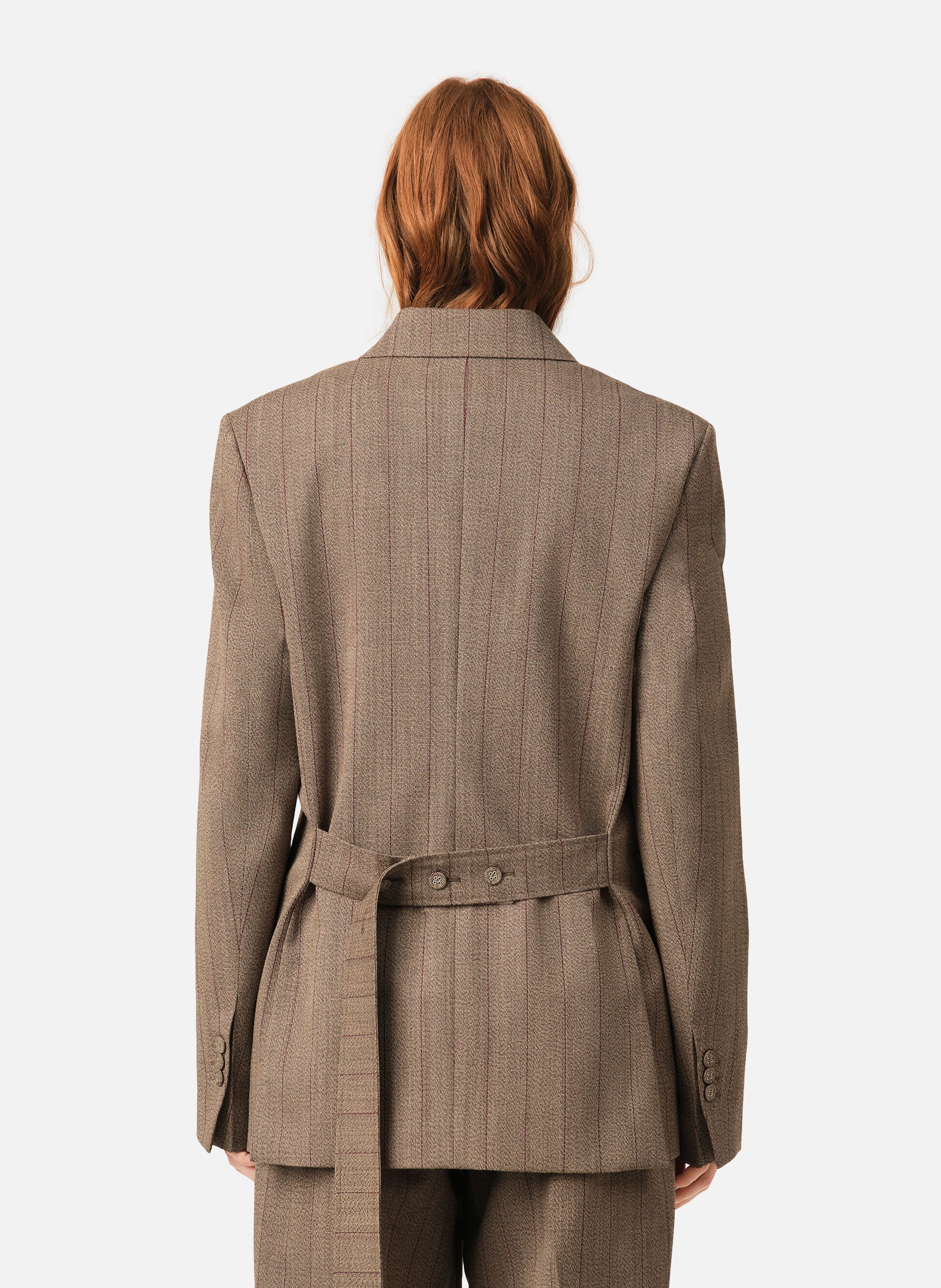 Veste rayée double boutonnage en laine AMI PARIS Marron