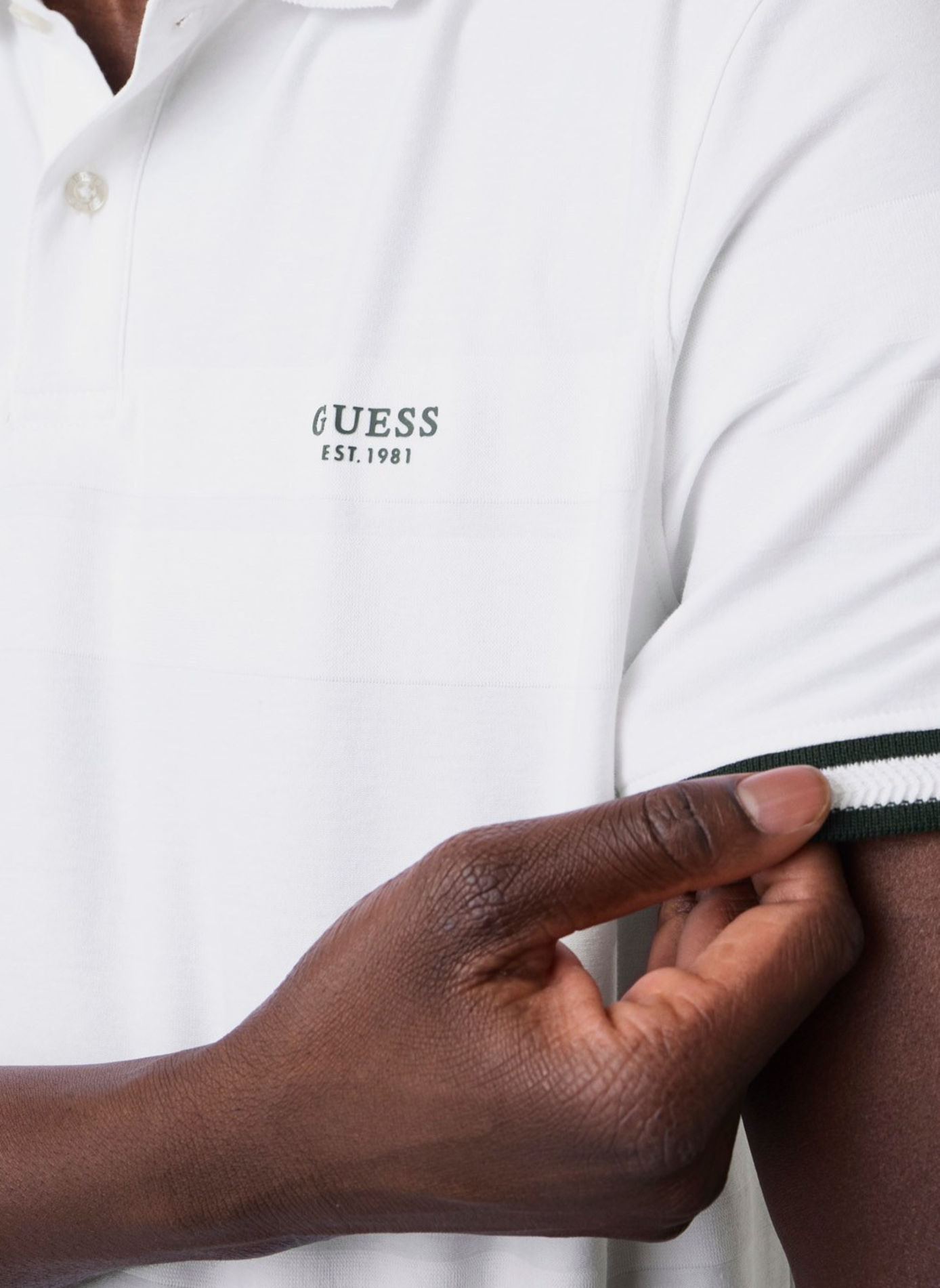 Short-sleeved polo shirt in blended cotton GUESS White