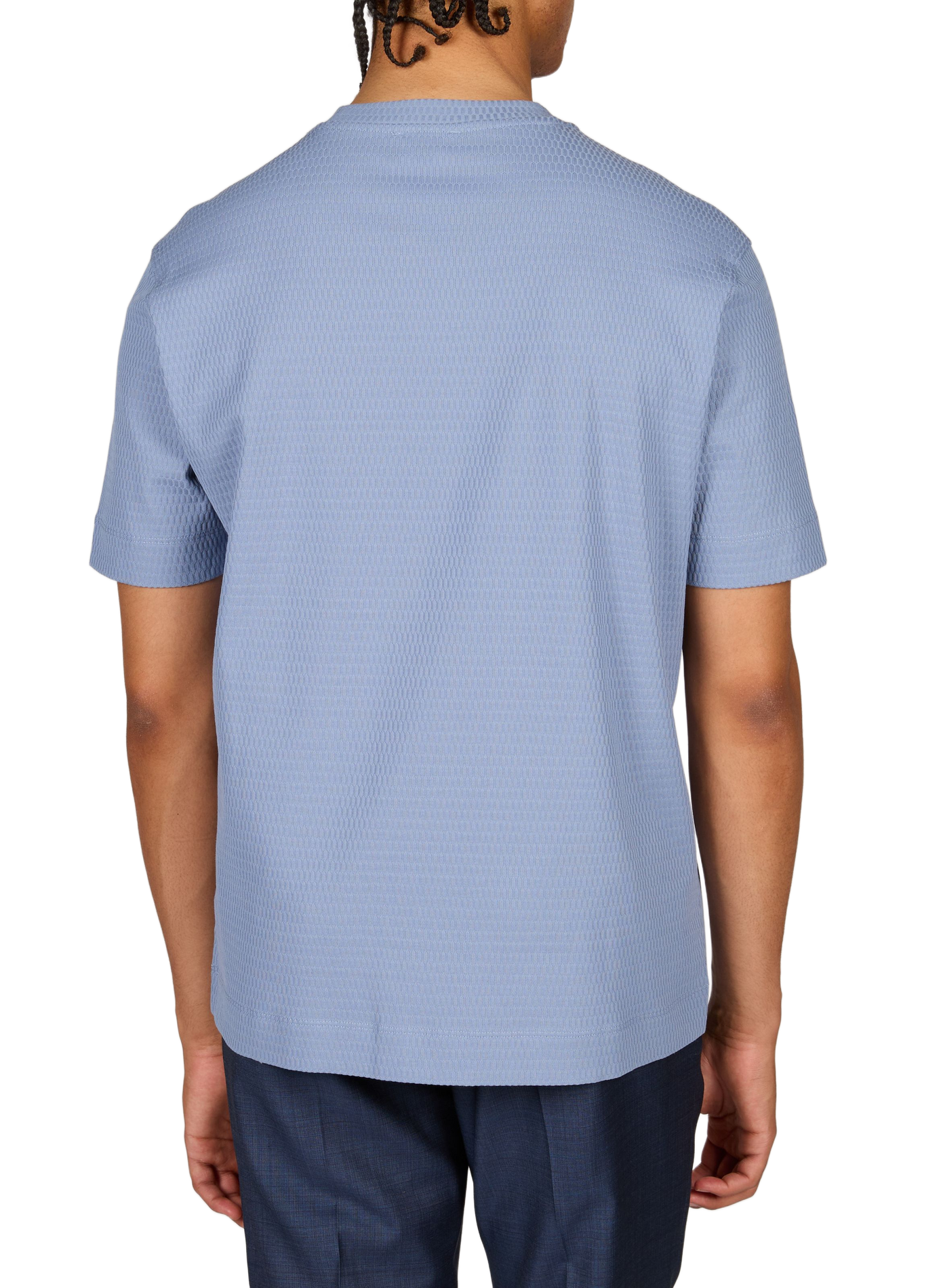Round neck chevron cotton t-shirt EMPORIO ARMANI Blue