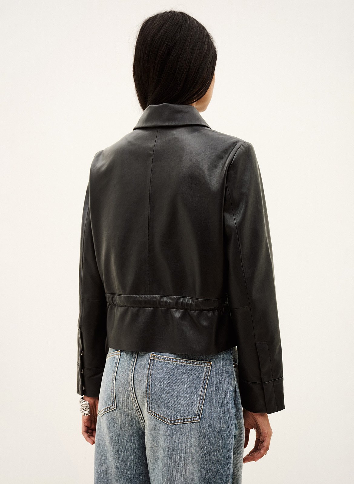 Veste courte cintrée en cuir manita BA&SH Noir