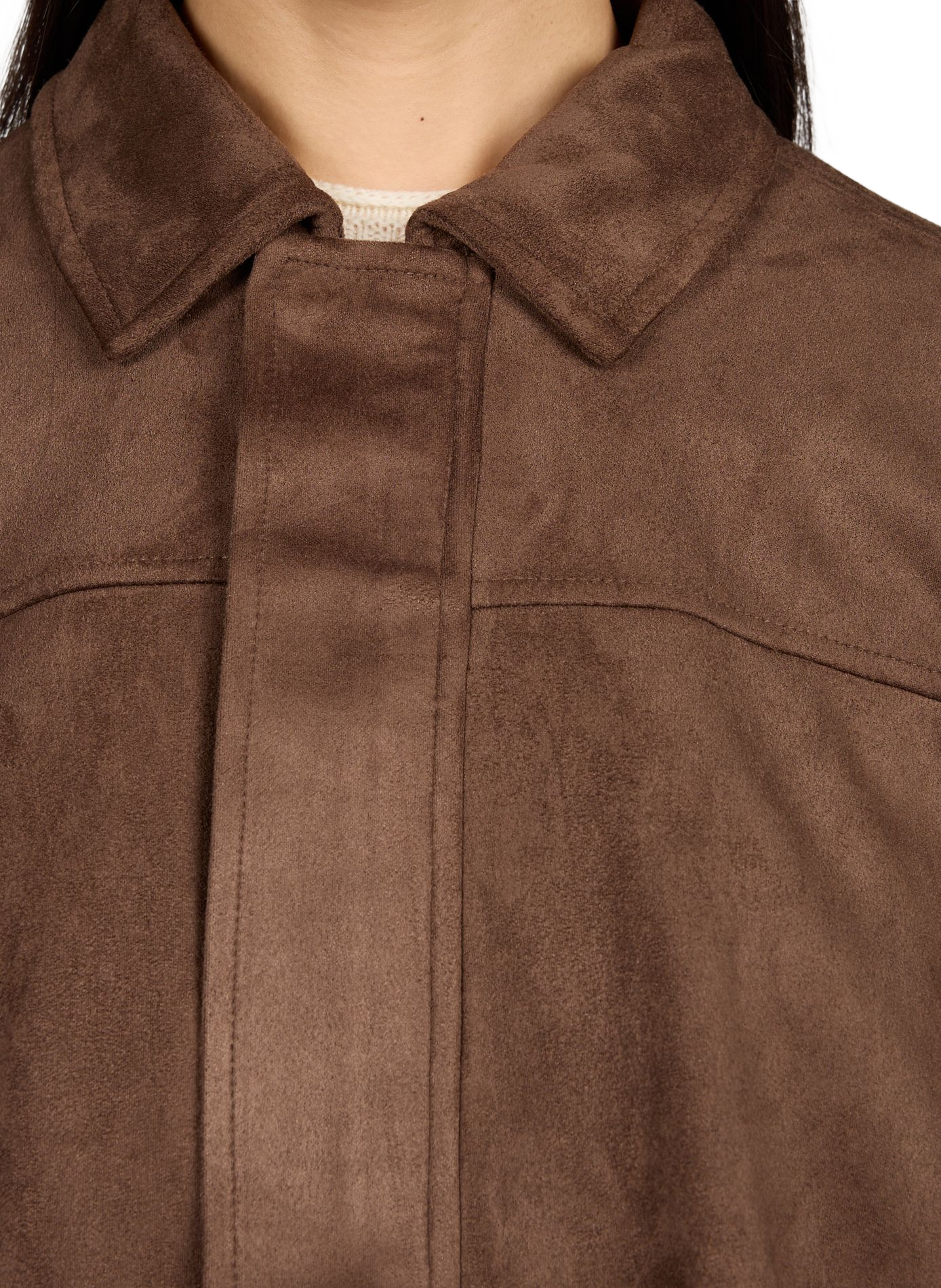 Suede jacket with classic collar VILA Brown