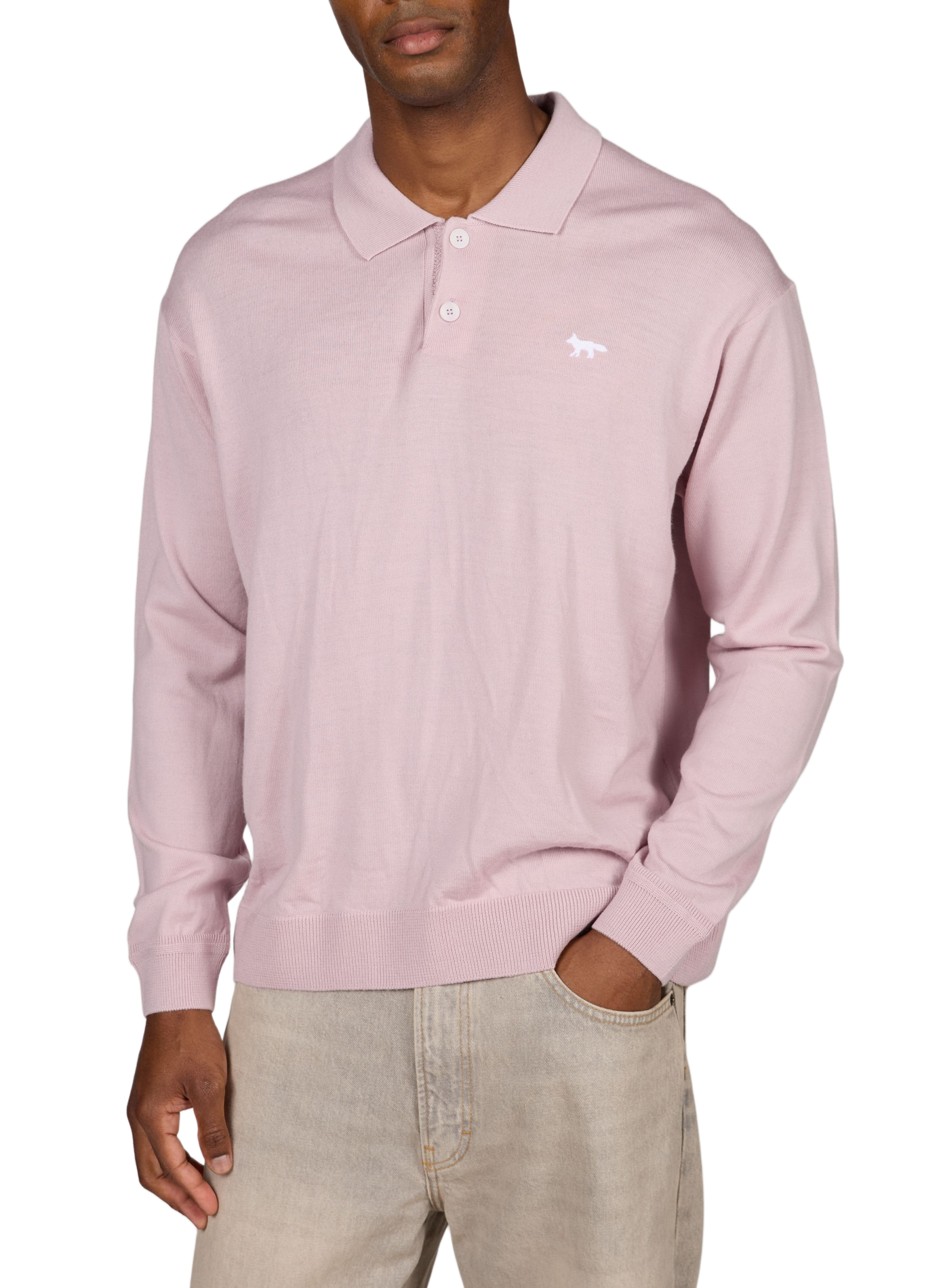 Polo mit Reißverschlusskragen aus Wolle MAISON KITSUNÉ Rosa