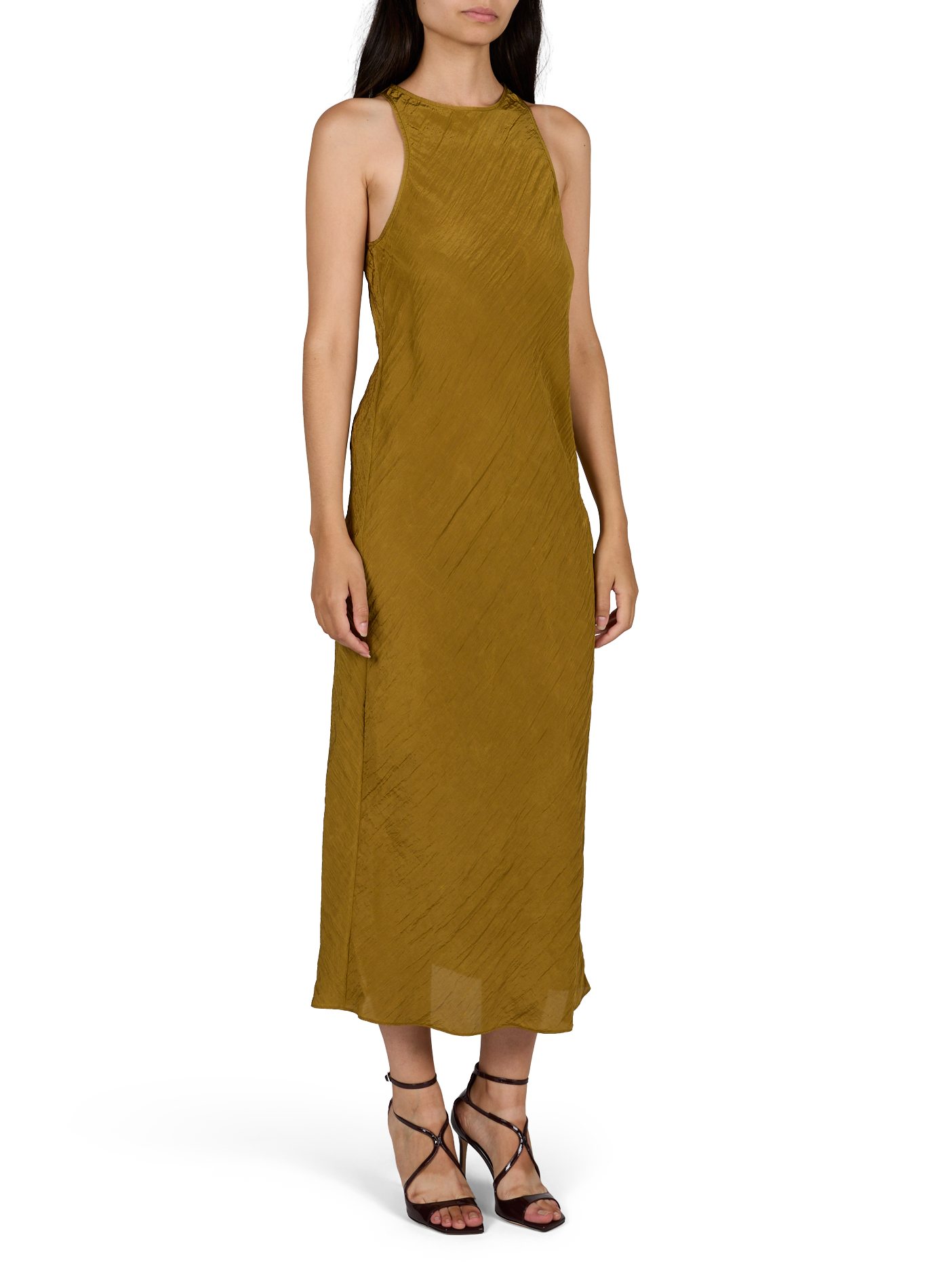 Midi-Kleid mit gerüschtem Rundhalsausschnitt TIBI Gelb