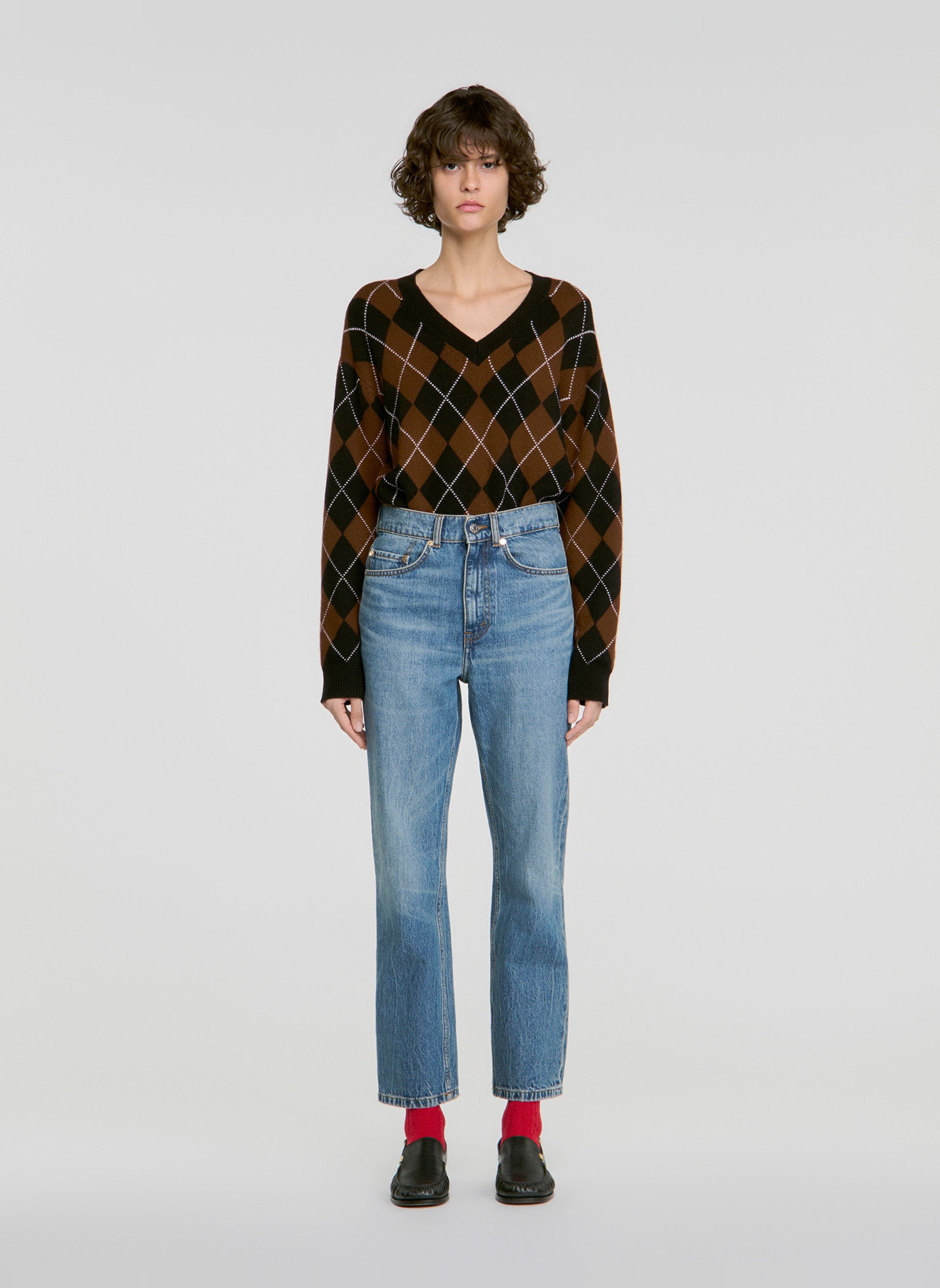 Jean droit en coton SANDRO Bleu