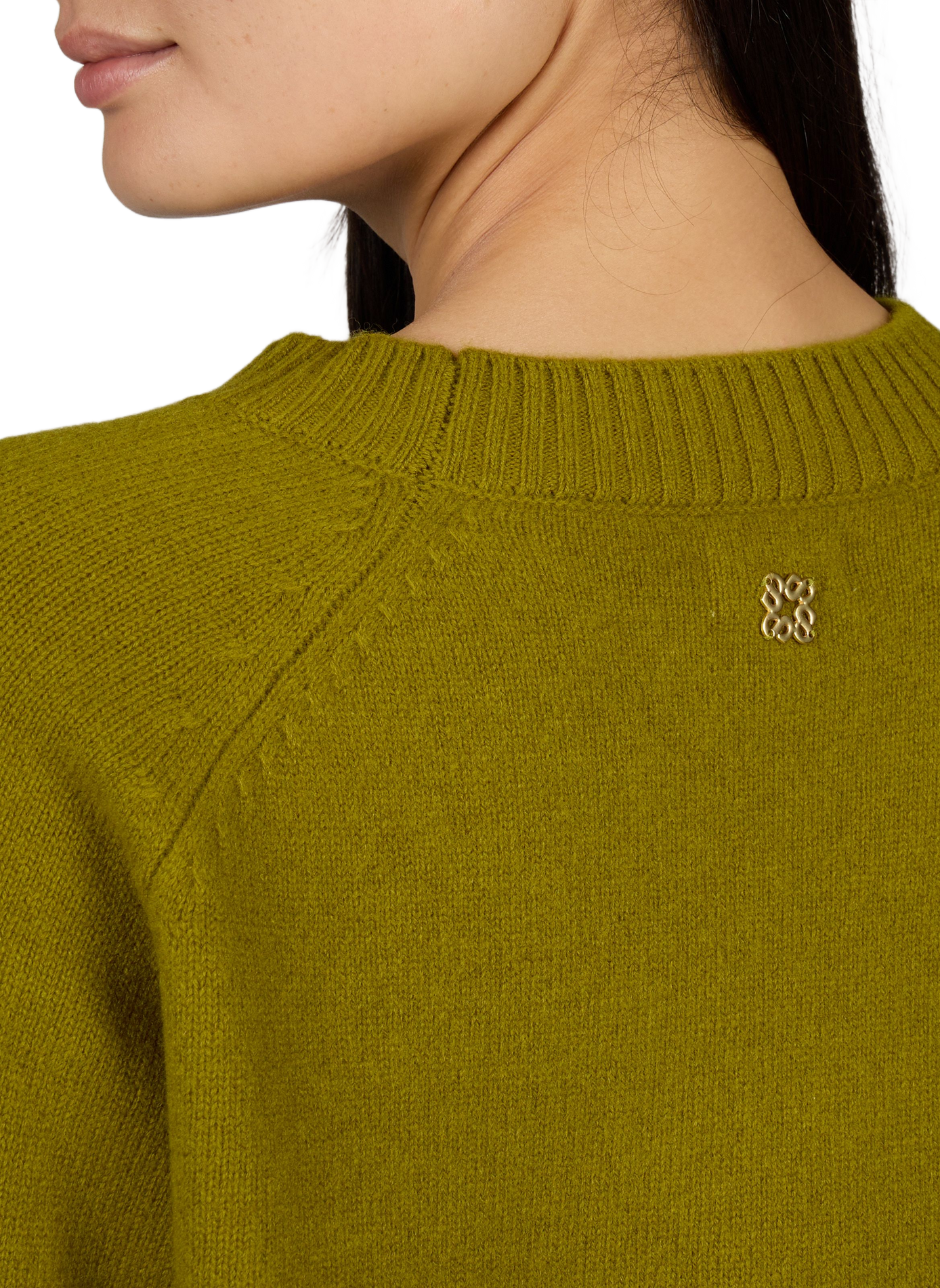 Plain round-neck oversized wool sweater SUNCOO Green