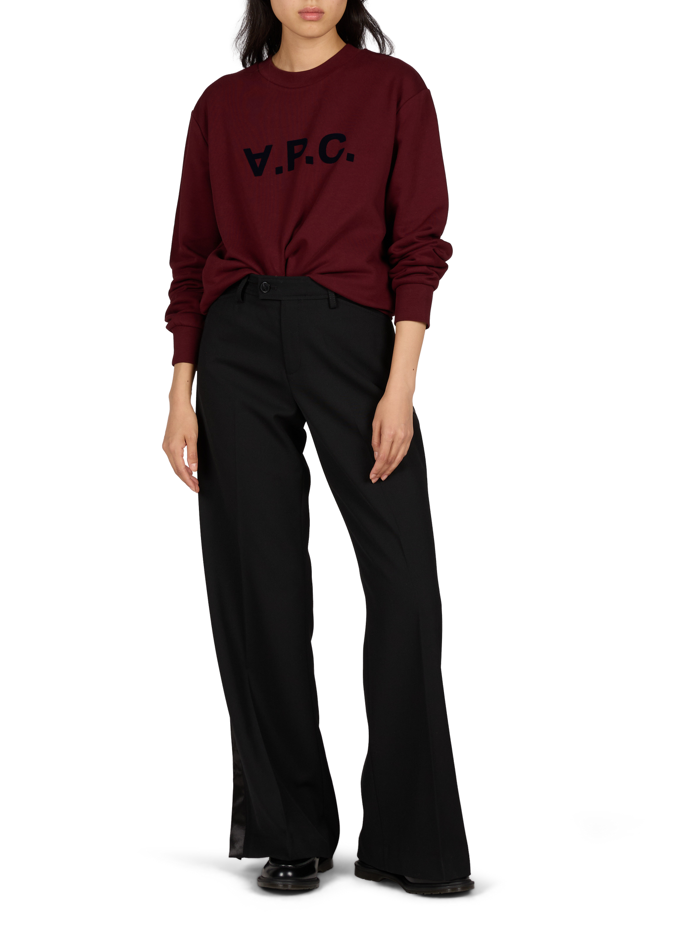 Straight pants with contrasting stripes CLOSED Black