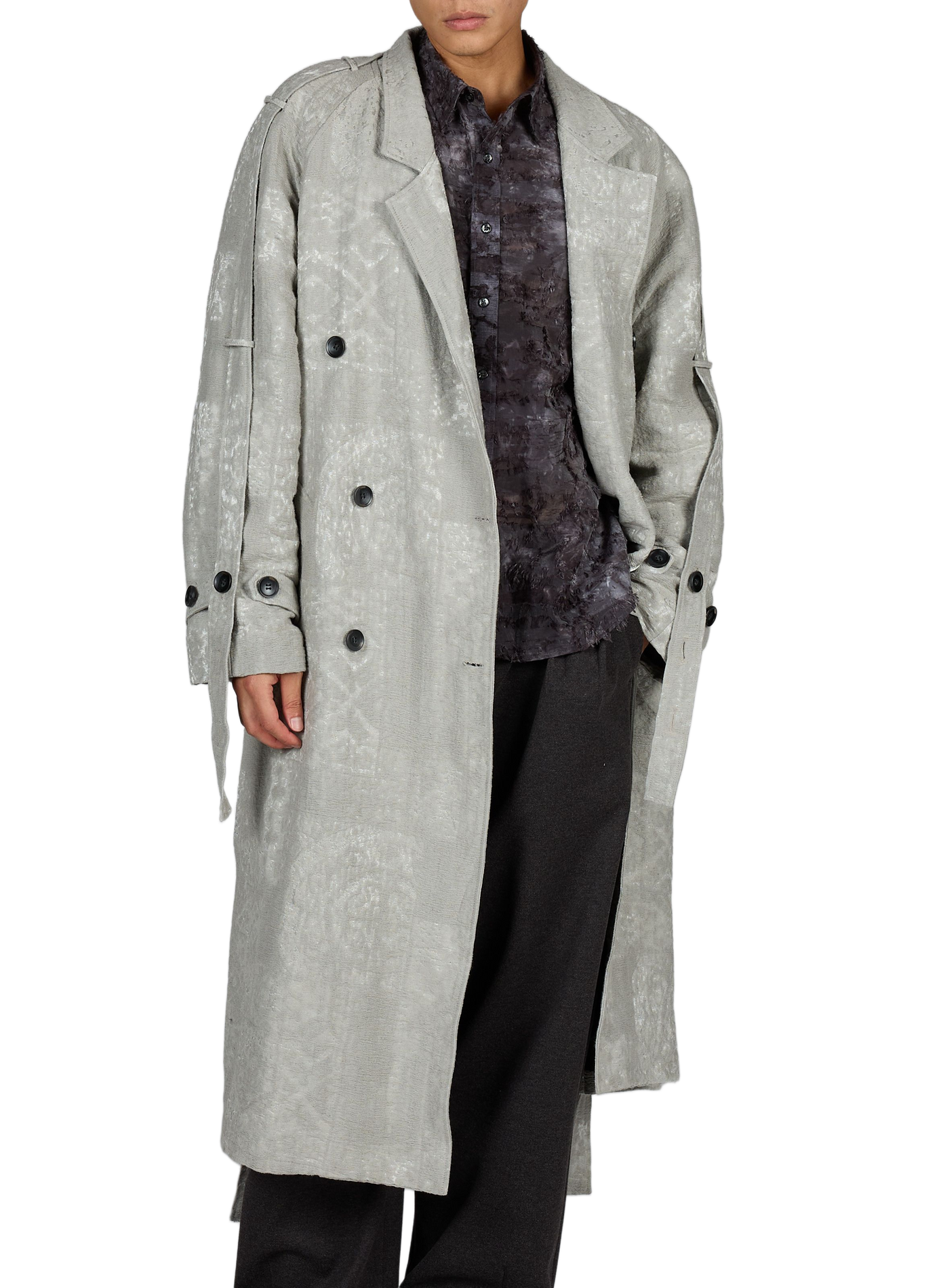 Weiter einfarbiger Mantel im Trenchcoat-Stil RENÈ Grau