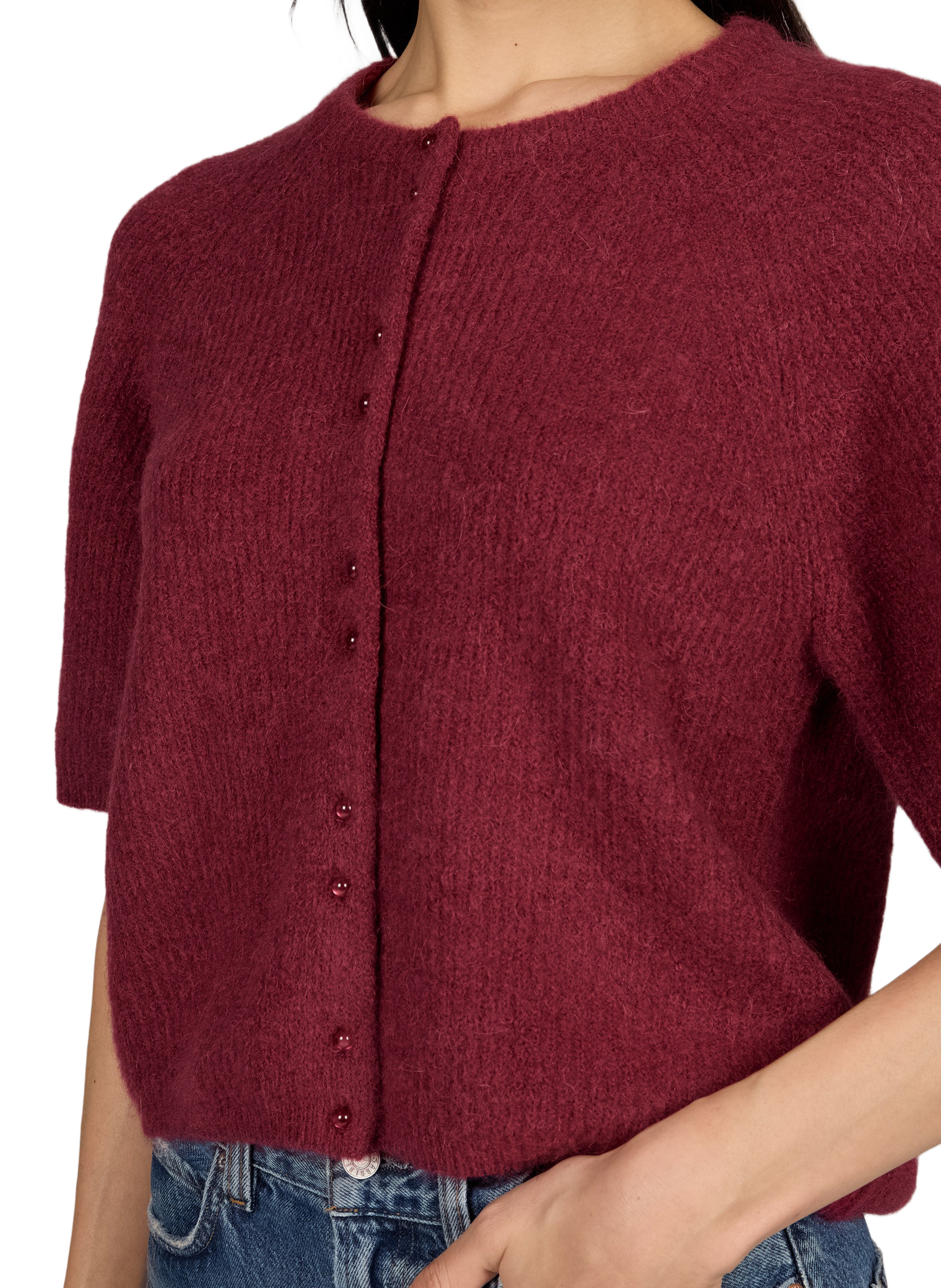 Pull droit col rond boutonné  MSCH Rouge