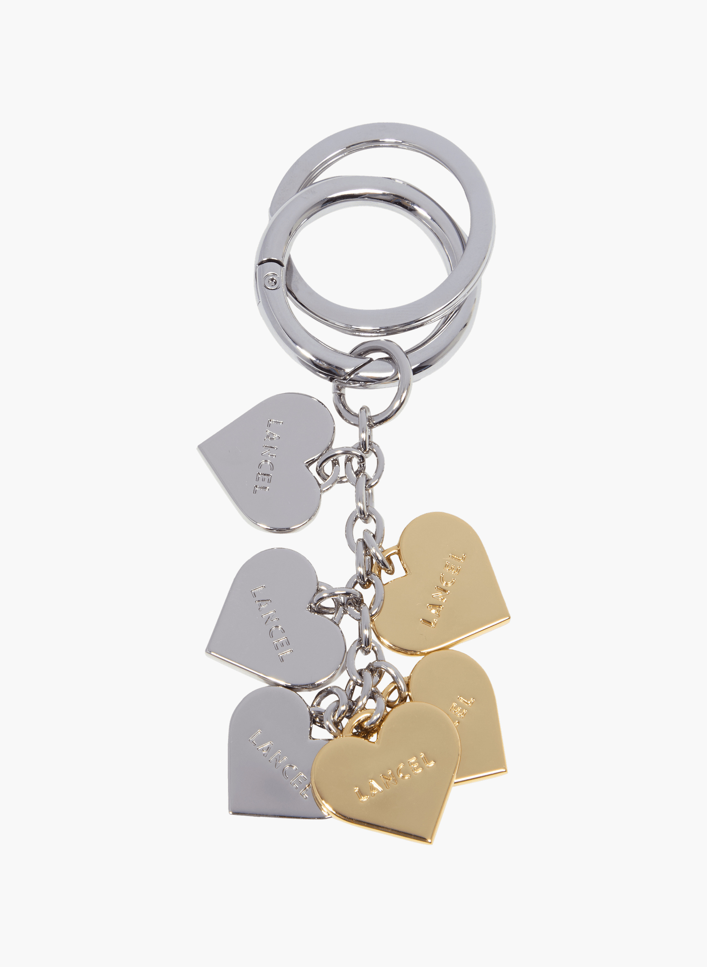 Sleutelhanger met meerdere hartbedels van Lancel in metaal LANCEL Zilver