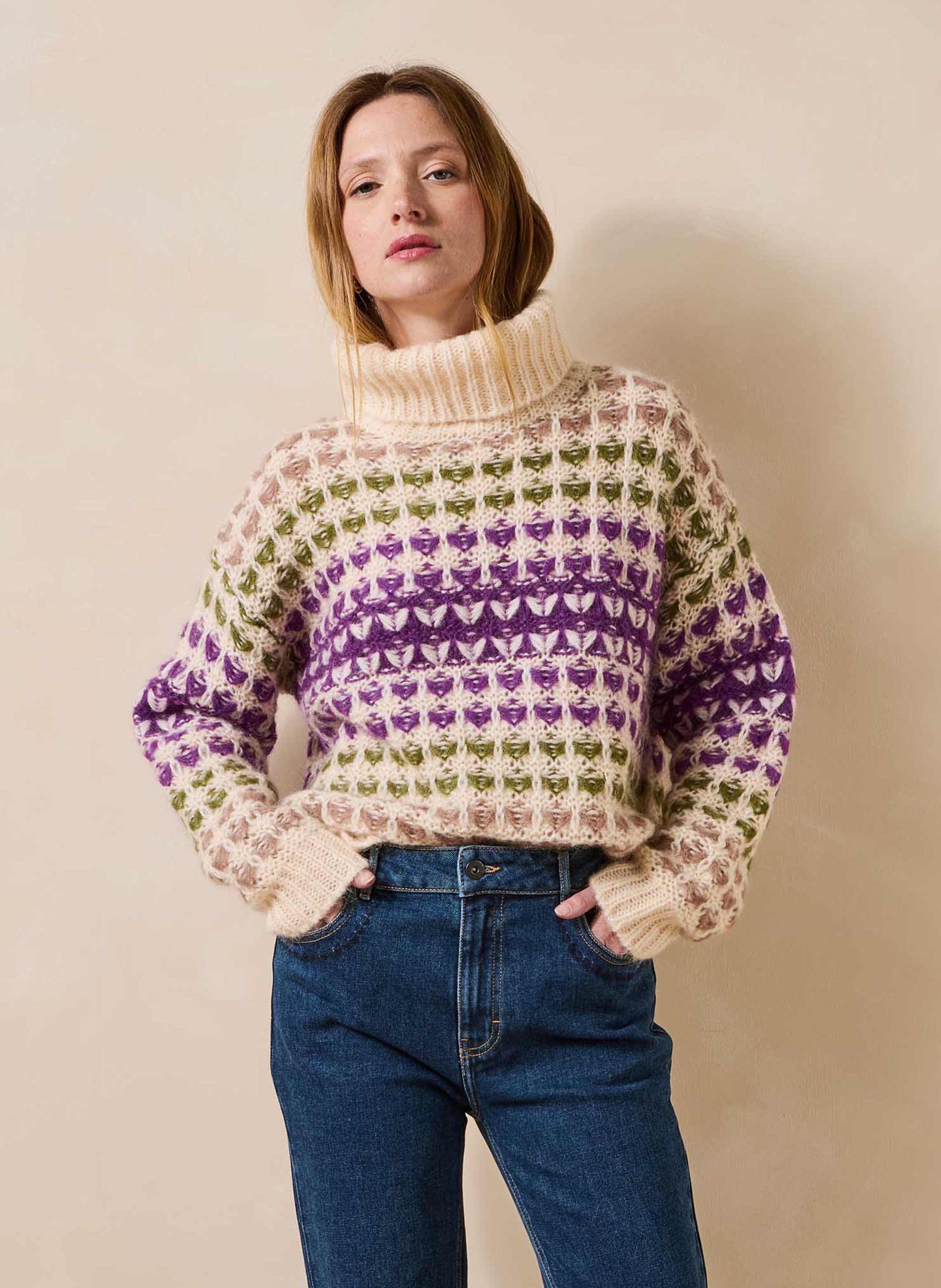 Oversized gebreide trui met opstaande kraag LA FEE MARABOUTEE Veelkleurig