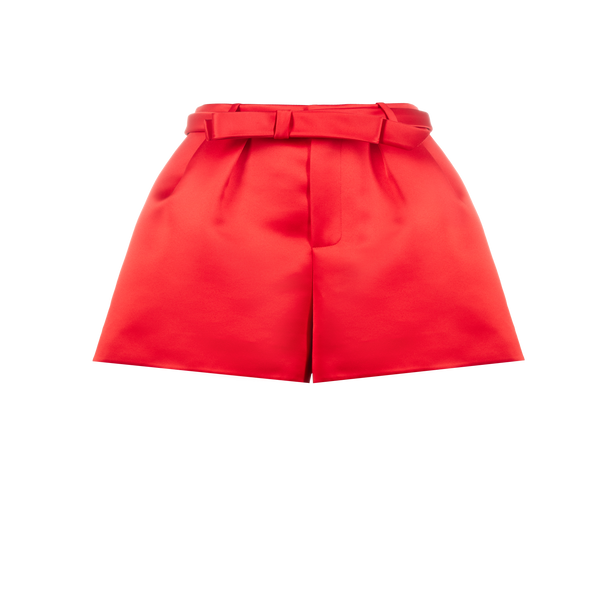 Shop Dice Kayek Satin Shorts With Belt In Red