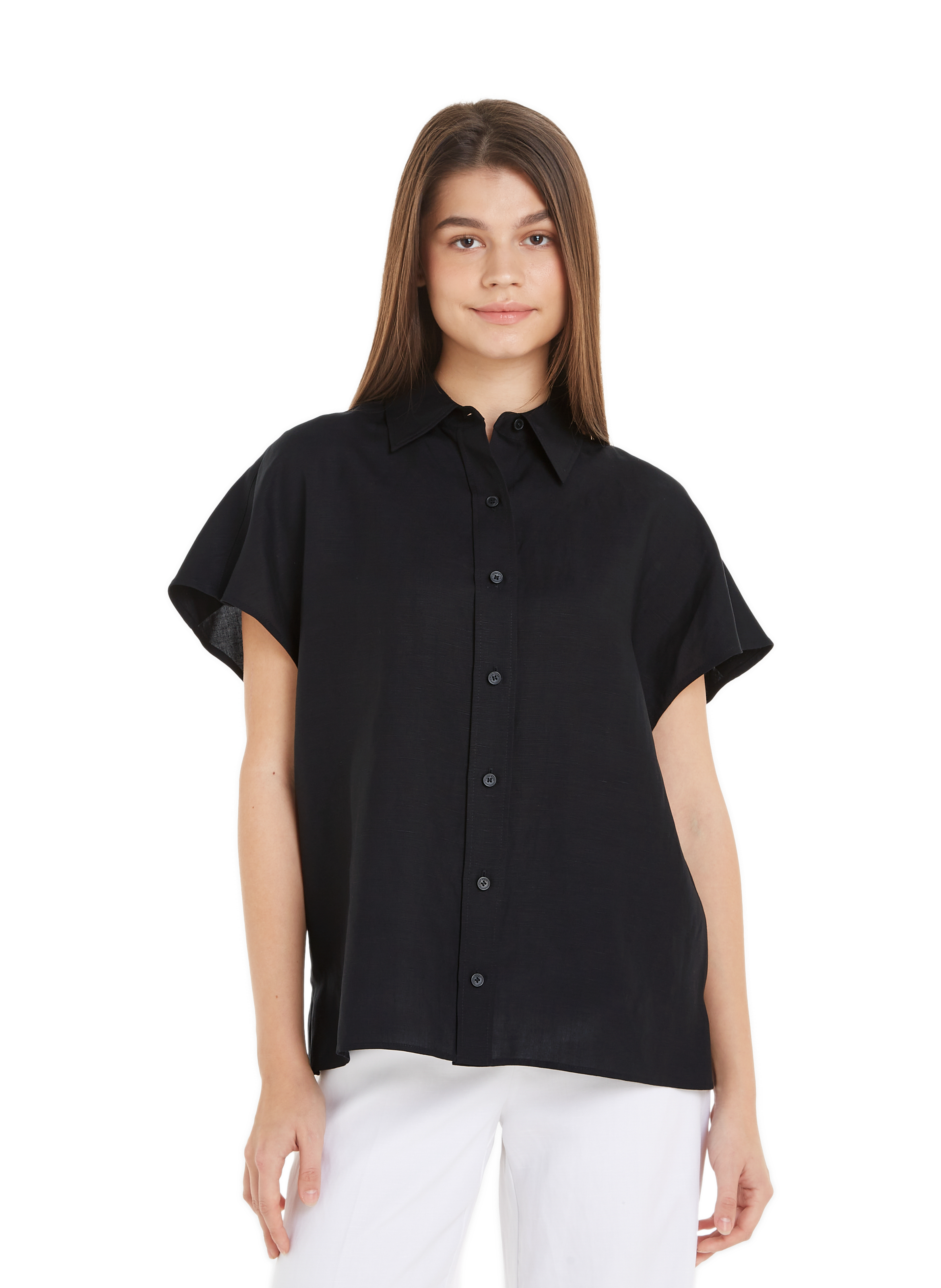 CALVIN KLEIN Chemise en lin mélangé Noir
