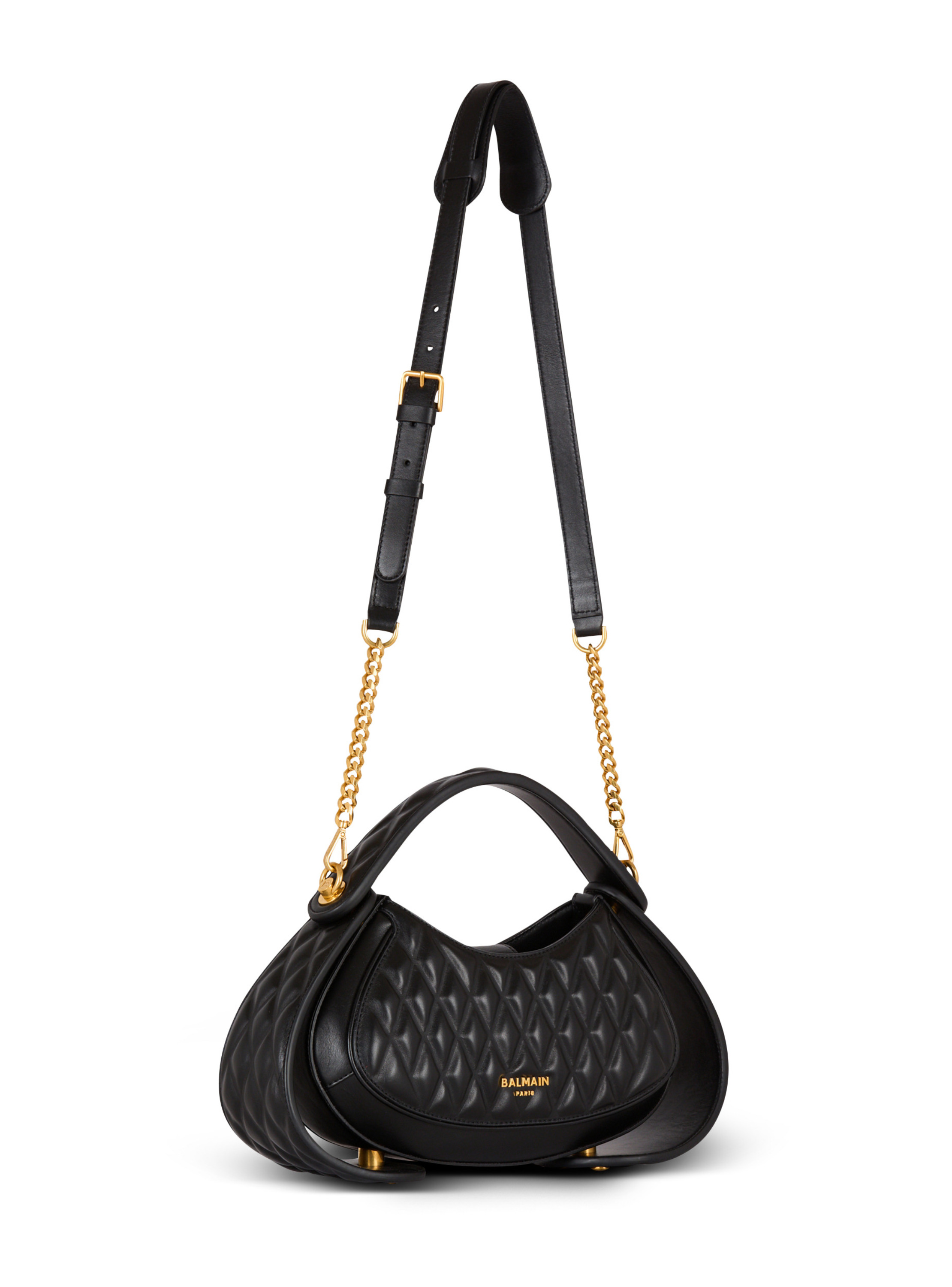 Sac jolie madame medium en cuir matelassé BALMAIN Noir