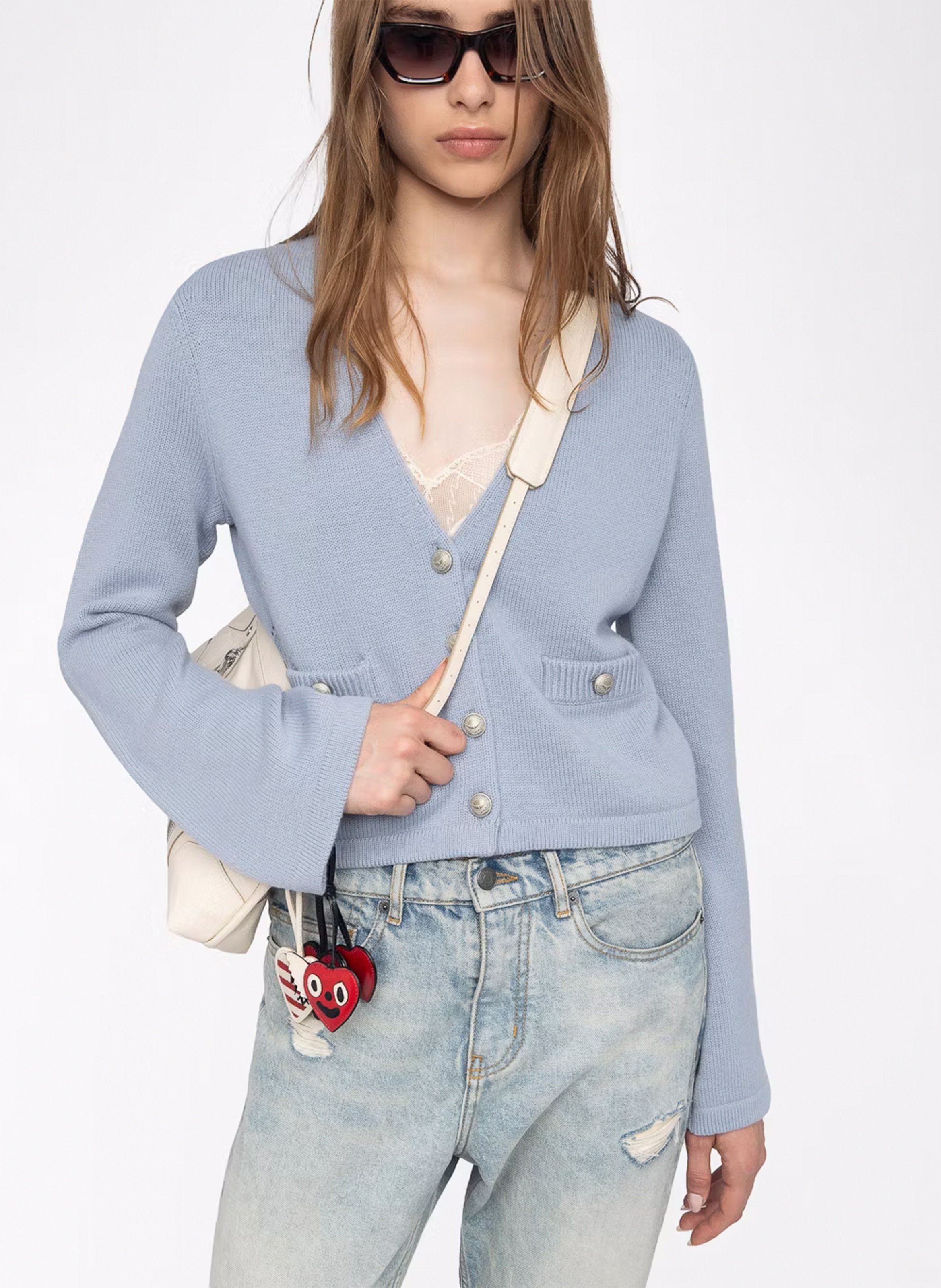 Cardigan col v boutonné en cachemire nolly ZADIG&VOLTAIRE Bleu