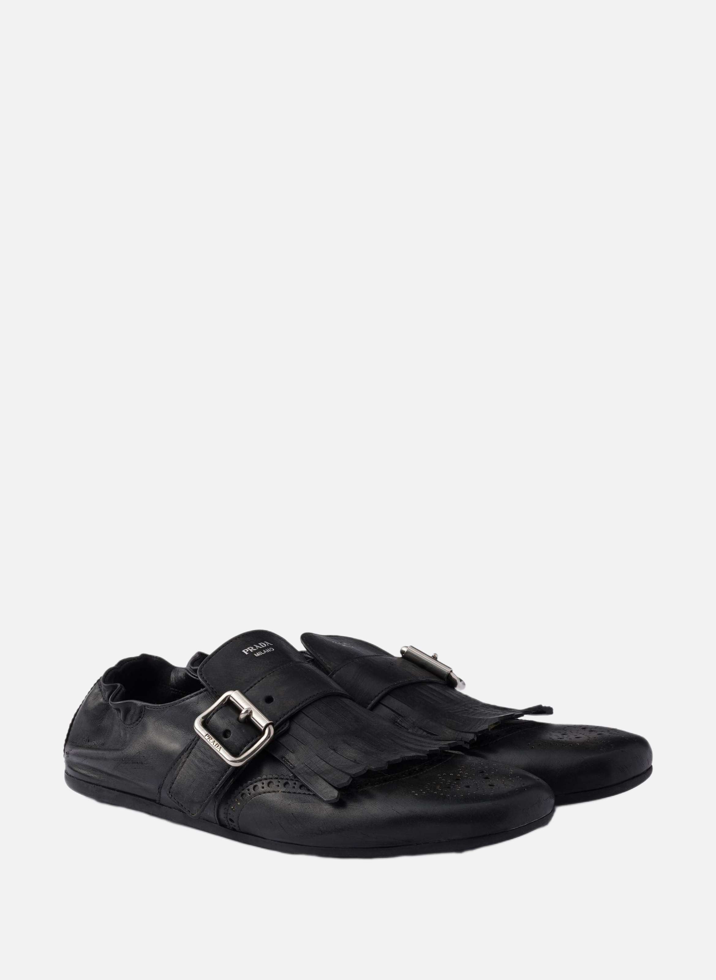 Chaussures en cuir shuffle avec boucle PRADA Noir