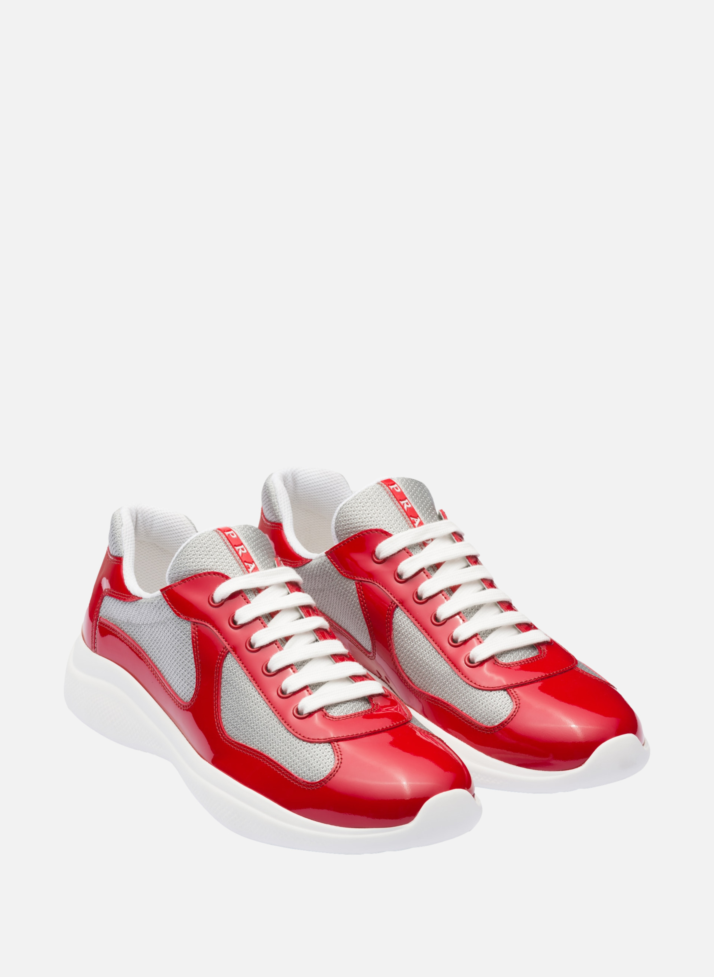 Sneakers prada america’s cup en cuir verni et tiss PRADA Rouge