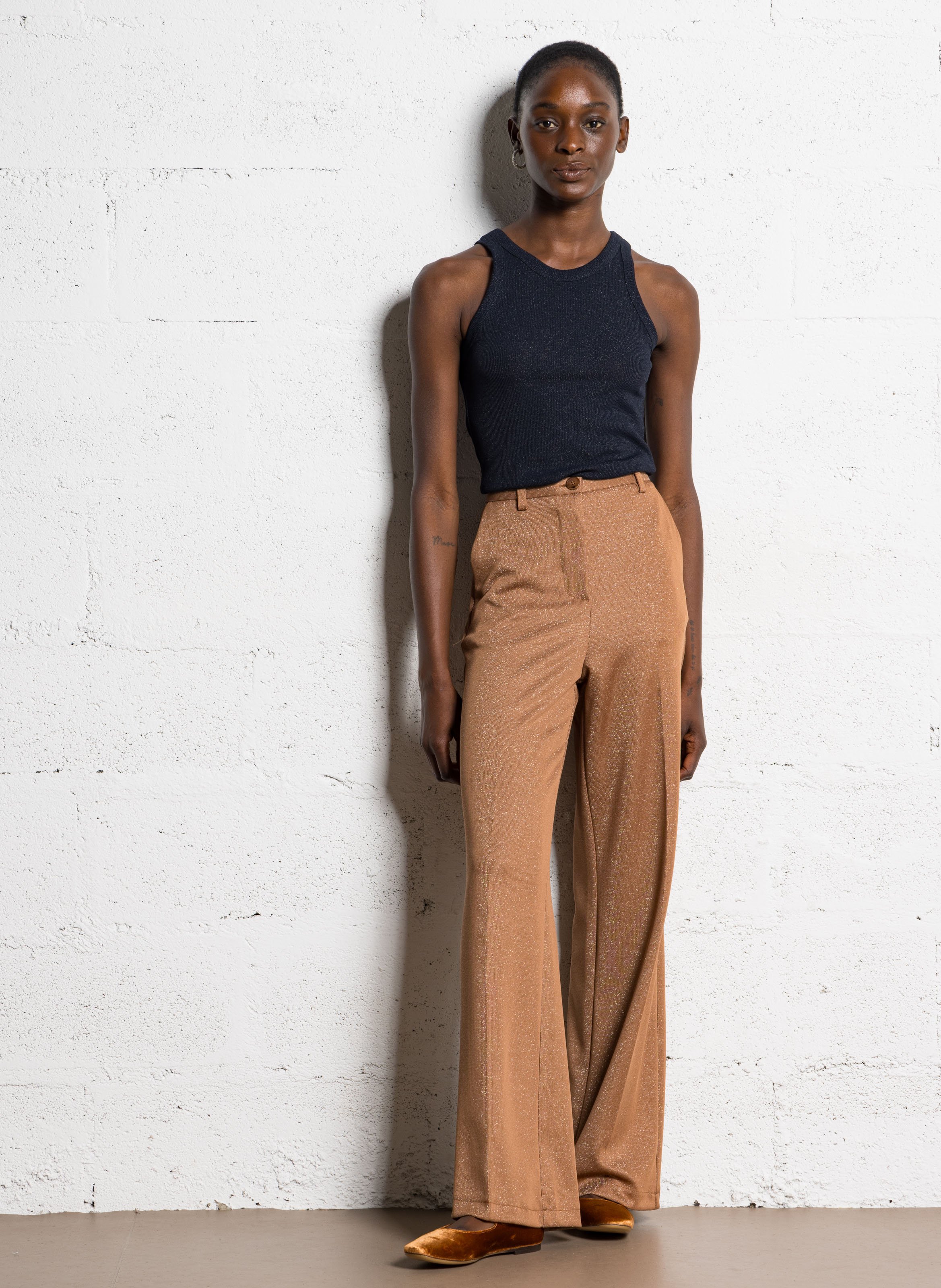 Ballerines en soie n°128 RIVECOUR Marron