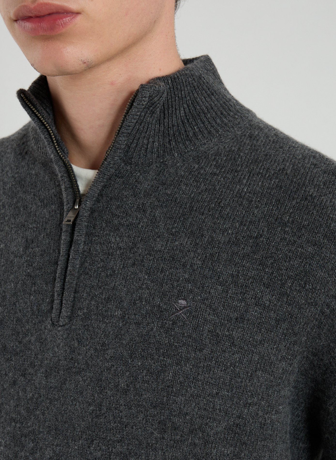 High collar sweatshirt in wool HACKETT Grey