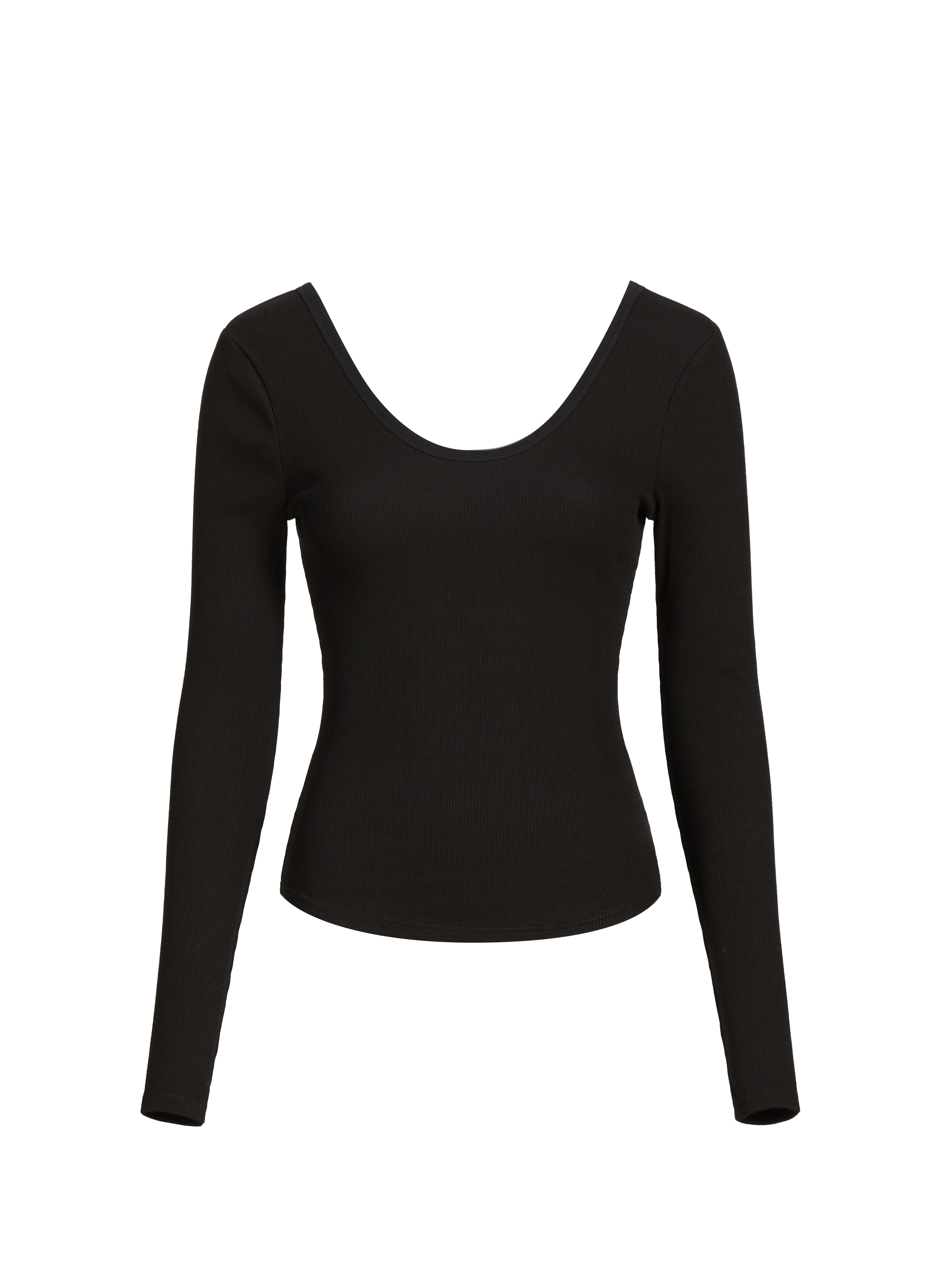 TOPSHOP Top à manches longues en coton mélangé Noir