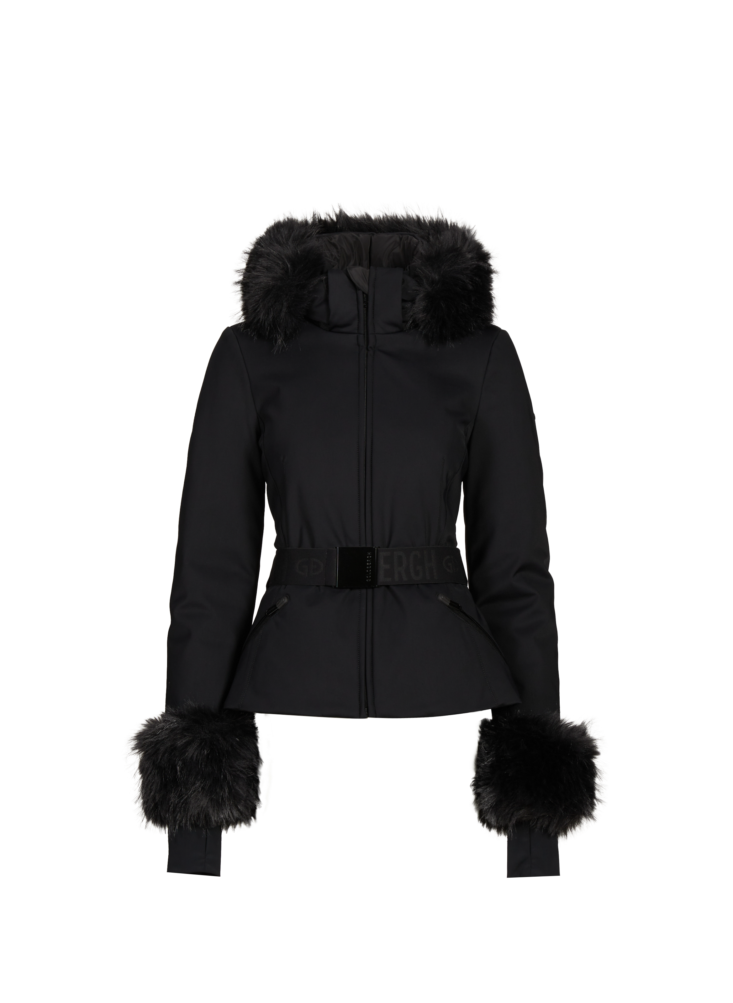GOLDBERGH Veste de ski ceinturée à fourrure Noir