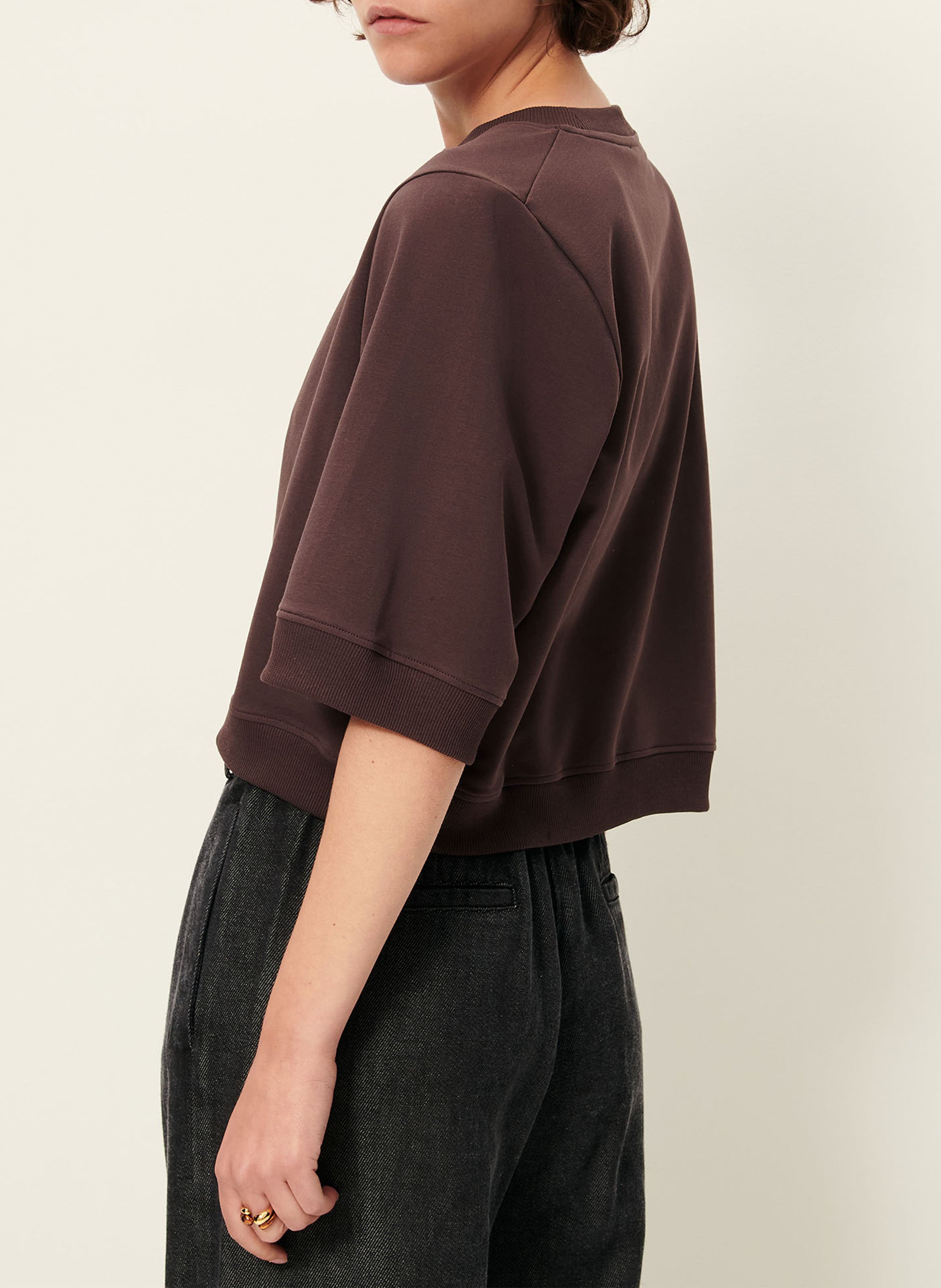 Tee-shirt ample manches courtes uni pova SESSUN Marron